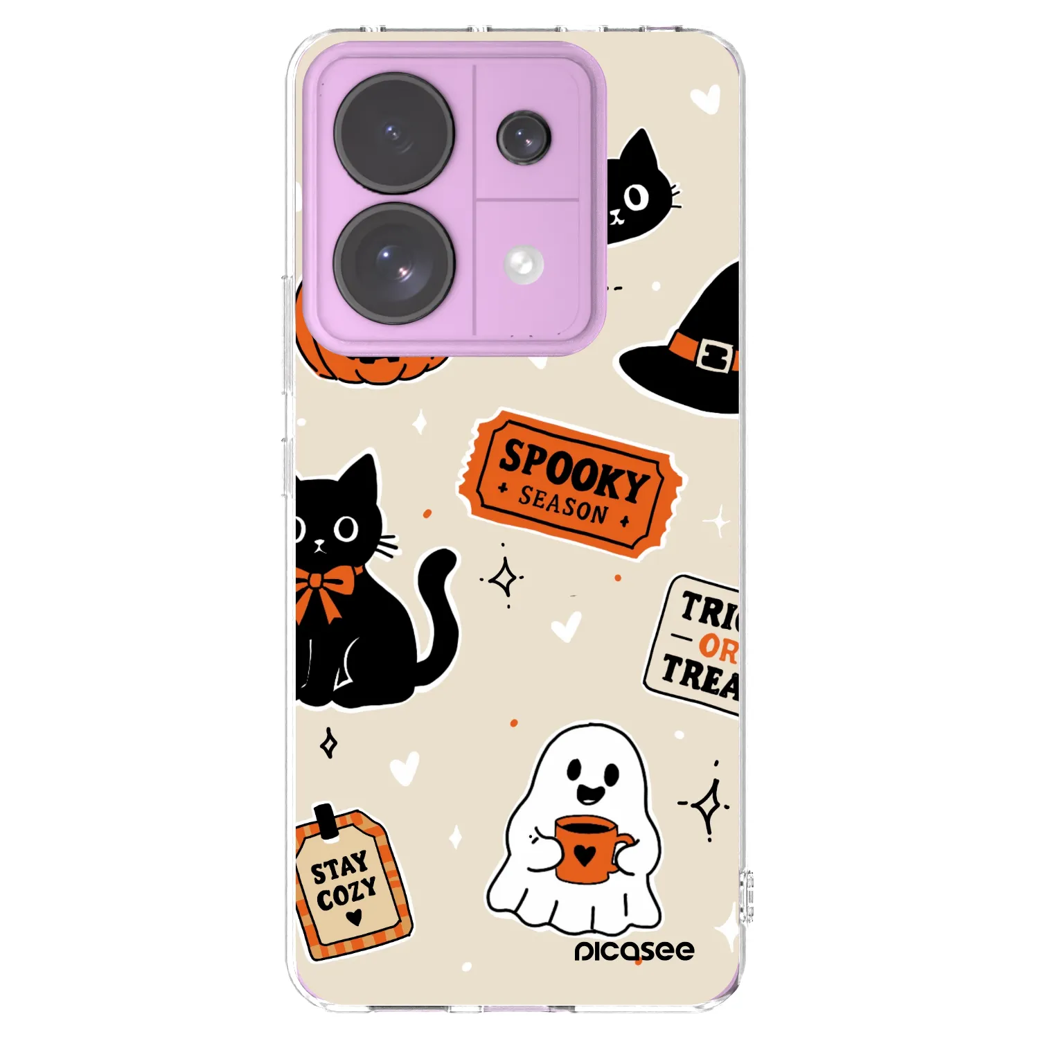 Picasee silikónový prehľadný obal pre Xiaomi Redmi Note 13 Pro 5G - Halloween stickers