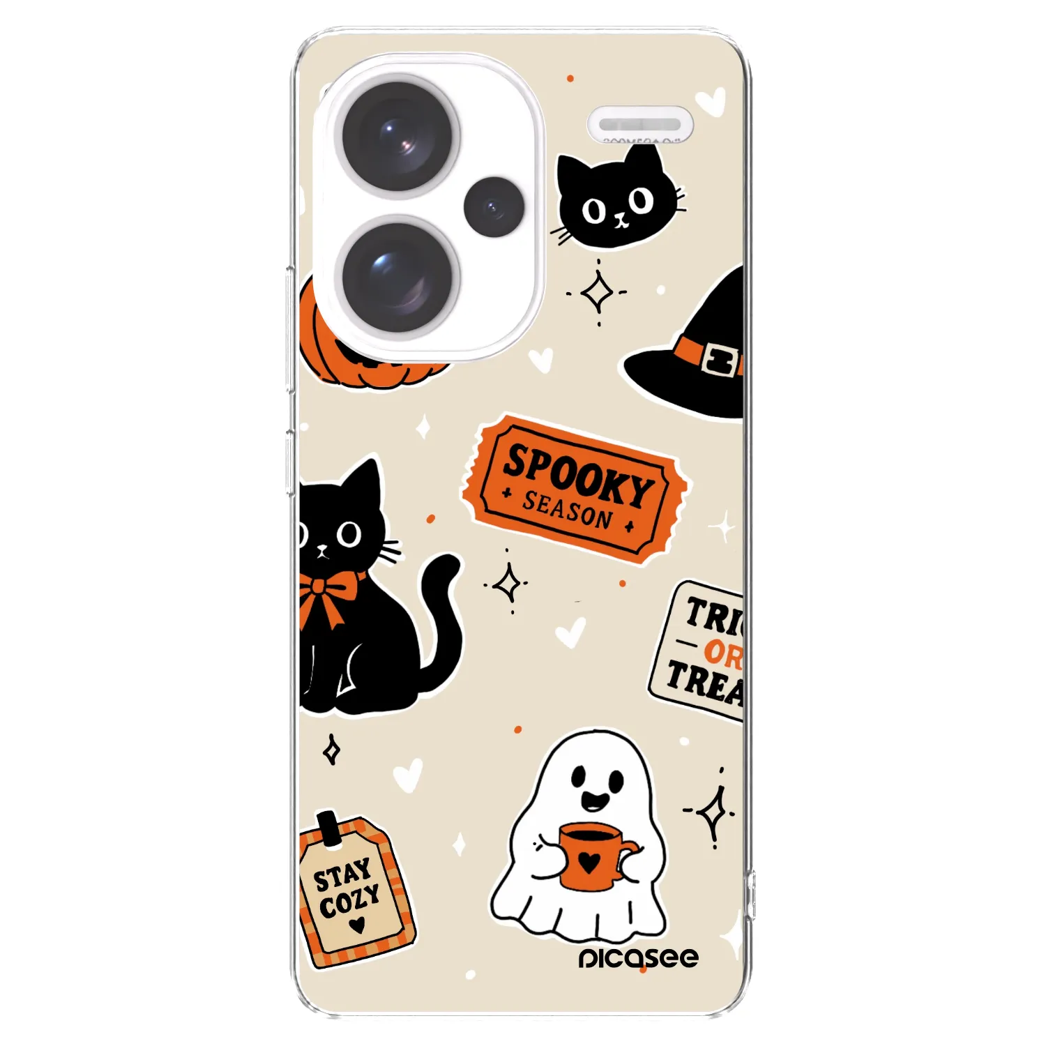 Picasee silikónový prehľadný obal pre Xiaomi Redmi Note 13 Pro+ 5G - Halloween stickers