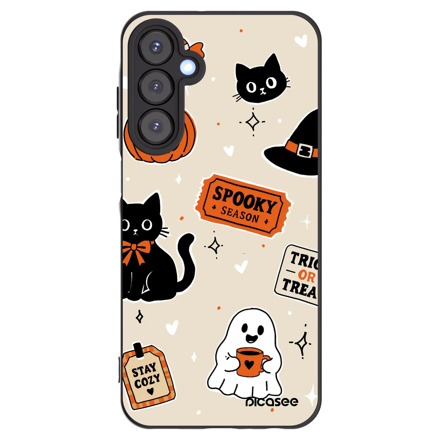 Picasee silikónový čierny obal pre Samsung Galaxy A25 A256B 5G - Halloween stickers
