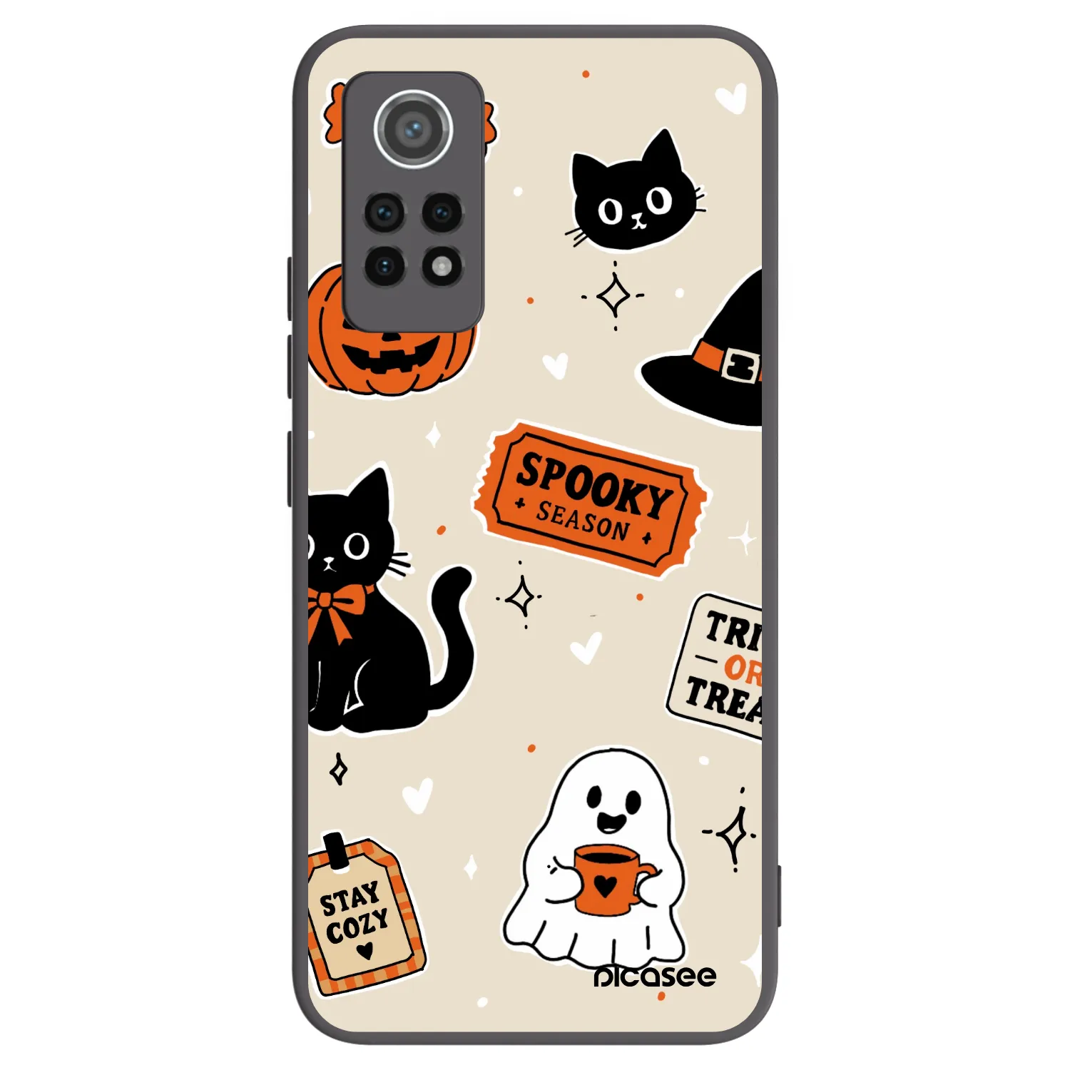 Picasee silikónový čierny obal pre Xiaomi Redmi Note 12 Pro 4G - Halloween stickers