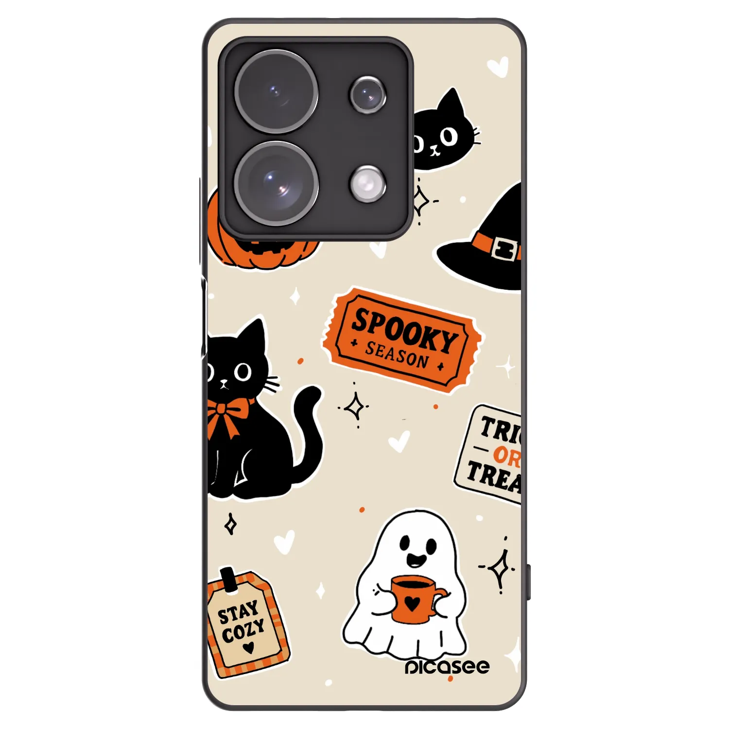 Picasee silikónový čierny obal pre Xiaomi Redmi Note 13 Pro 4G - Halloween stickers