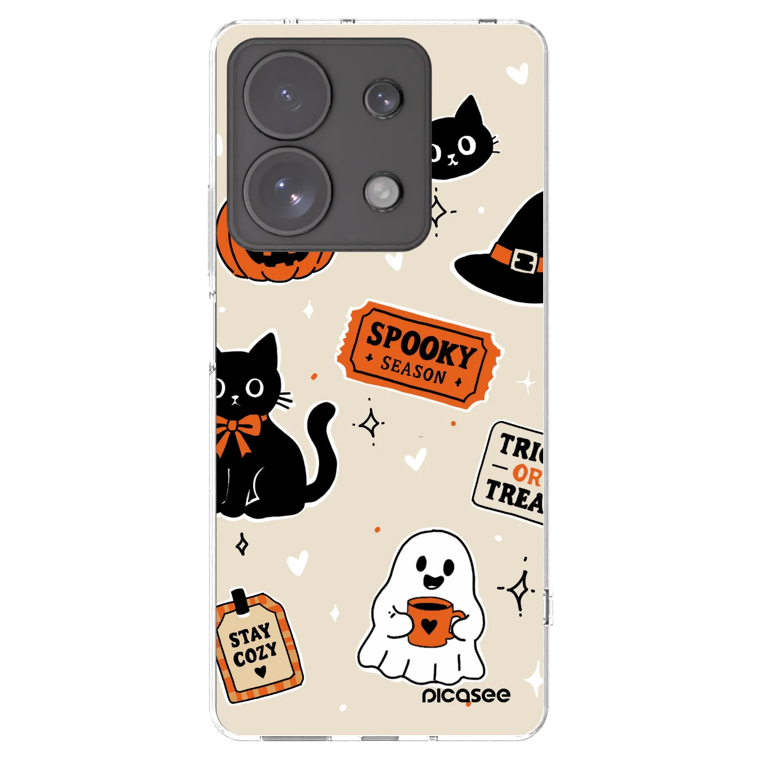 Picasee silikónový prehľadný obal pre Xiaomi Redmi Note 13 Pro 4G - Halloween stickers