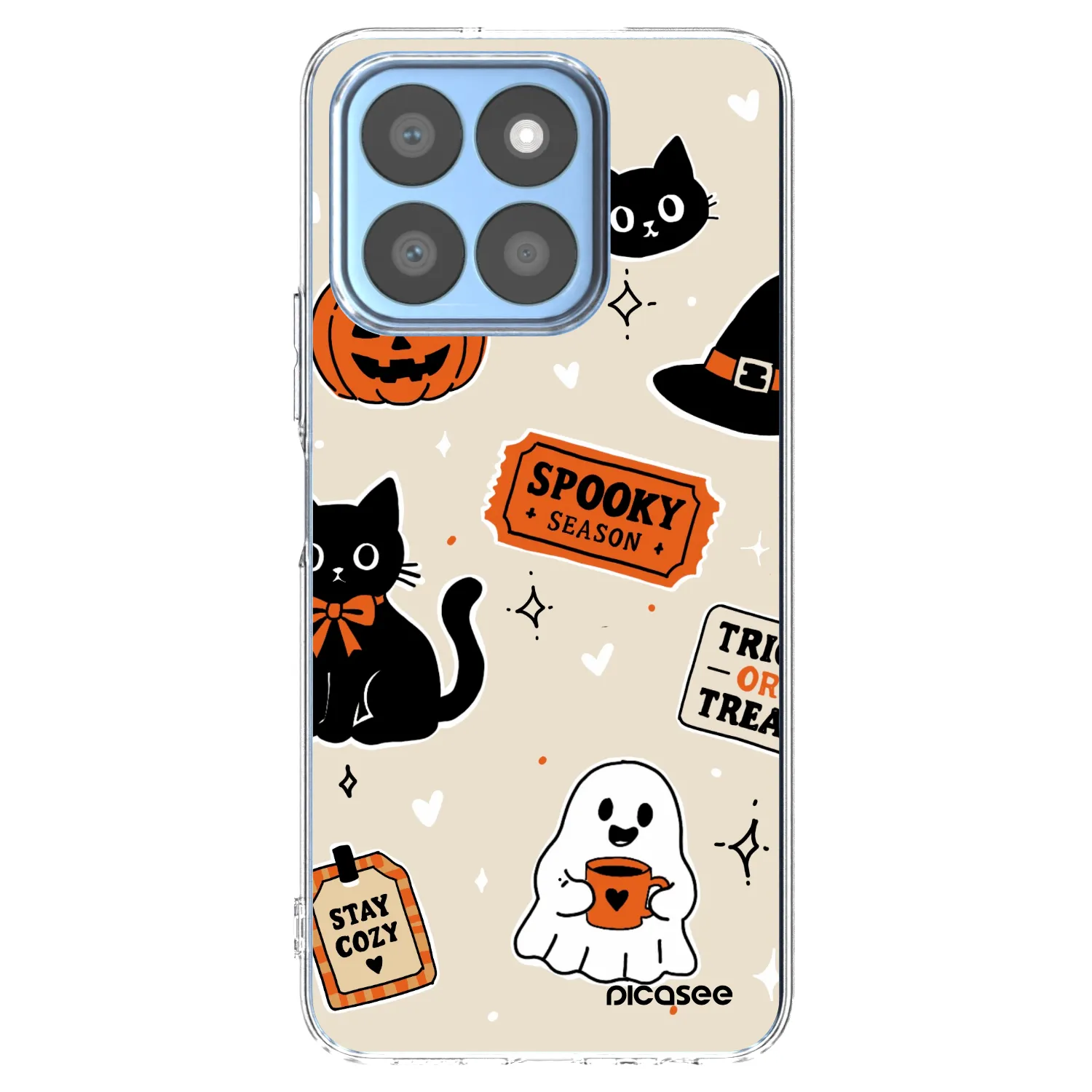 Picasee silikónový prehľadný obal pre Honor X8b - Halloween stickers