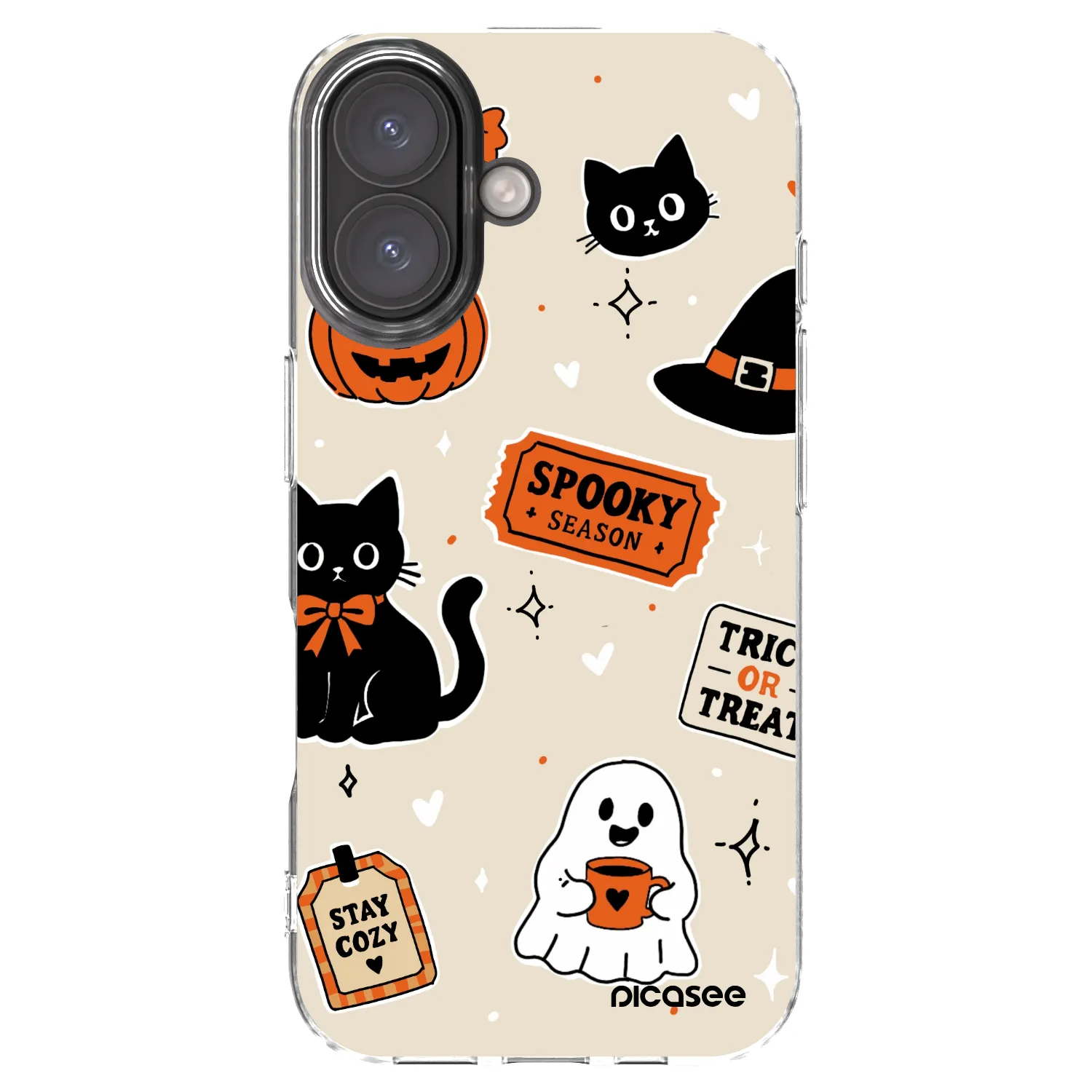 Picasee silikónový prehľadný obal pre Apple iPhone 16 - Halloween stickers