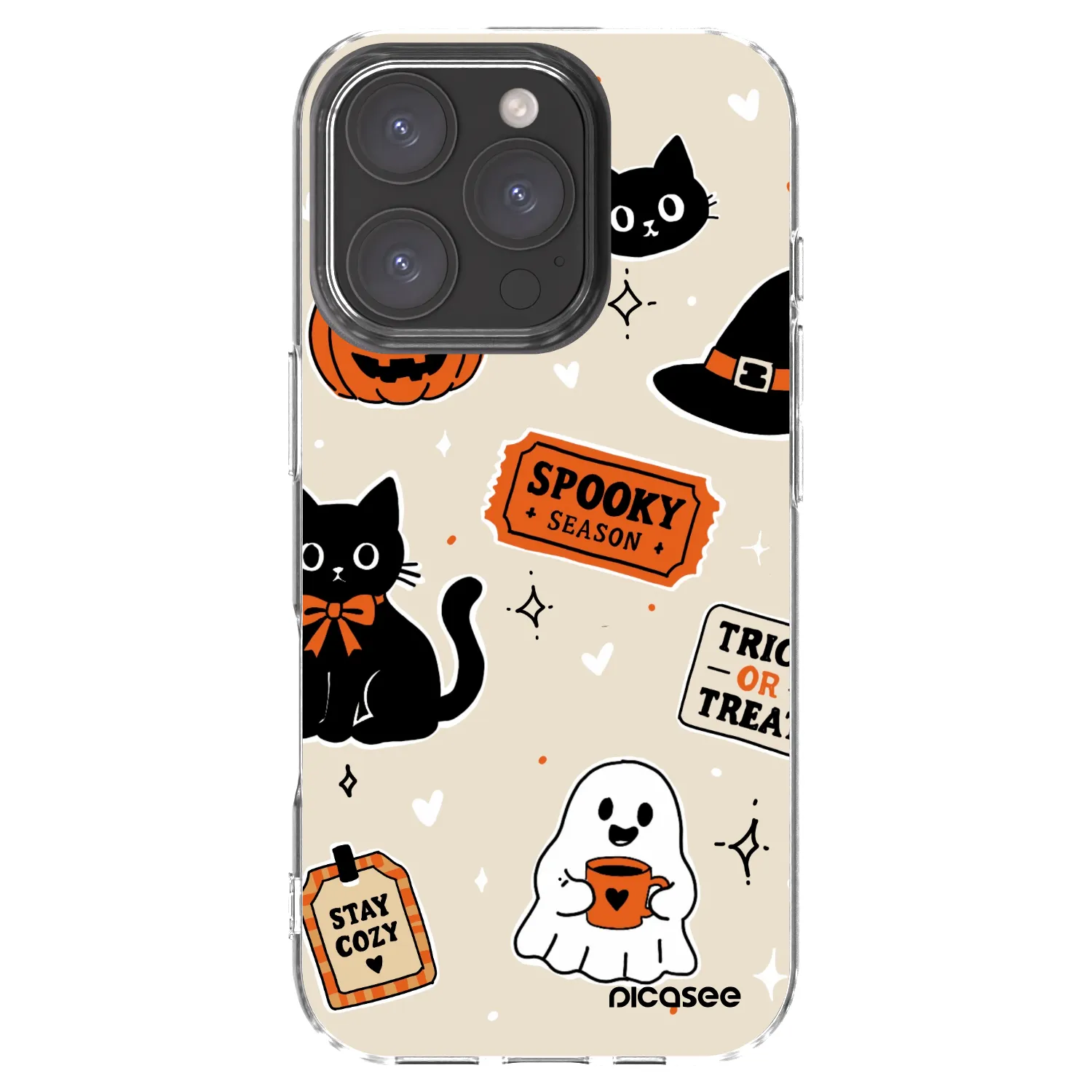 Picasee silikónový prehľadný obal pre Apple iPhone 16 Pro - Halloween stickers