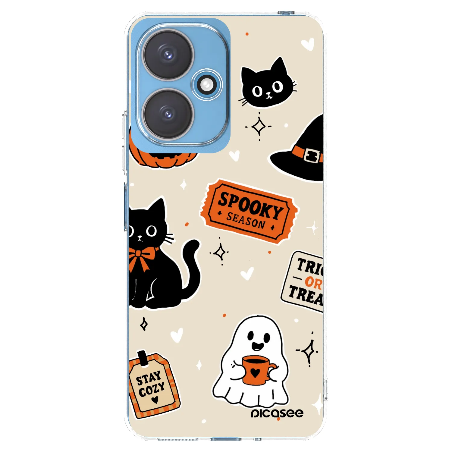 Picasee silikónový prehľadný obal pre Xiaomi Redmi 13C 5G - Halloween stickers