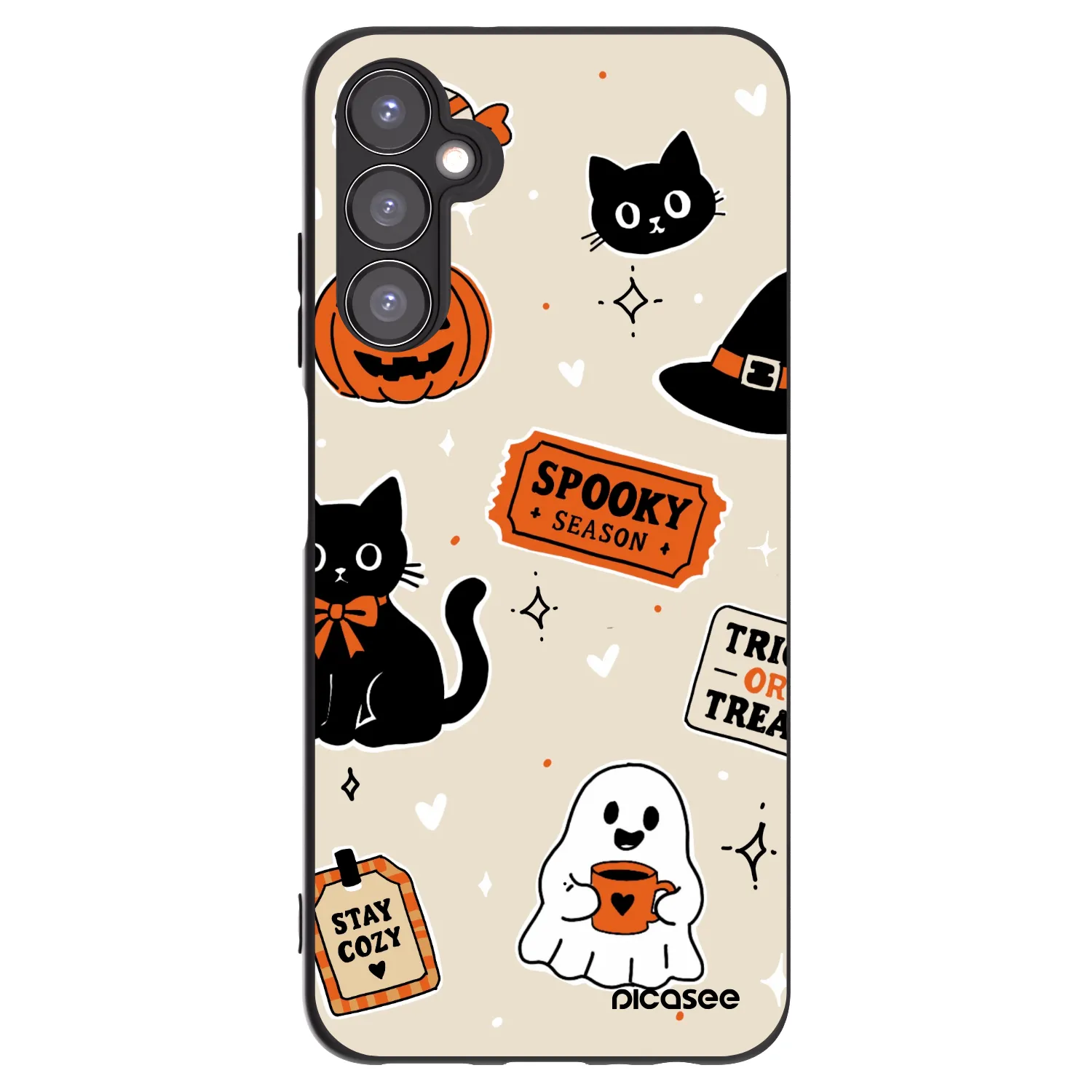 Picasee silikónový čierny obal pre Samsung Galaxy A05s A057G - Halloween stickers