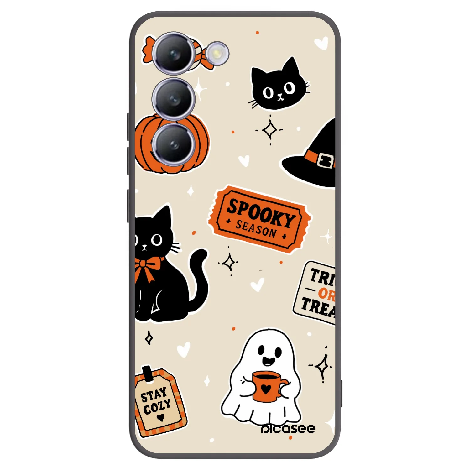 Picasee silikónový čierny obal pre Vivo V40 SE 5G - Halloween stickers
