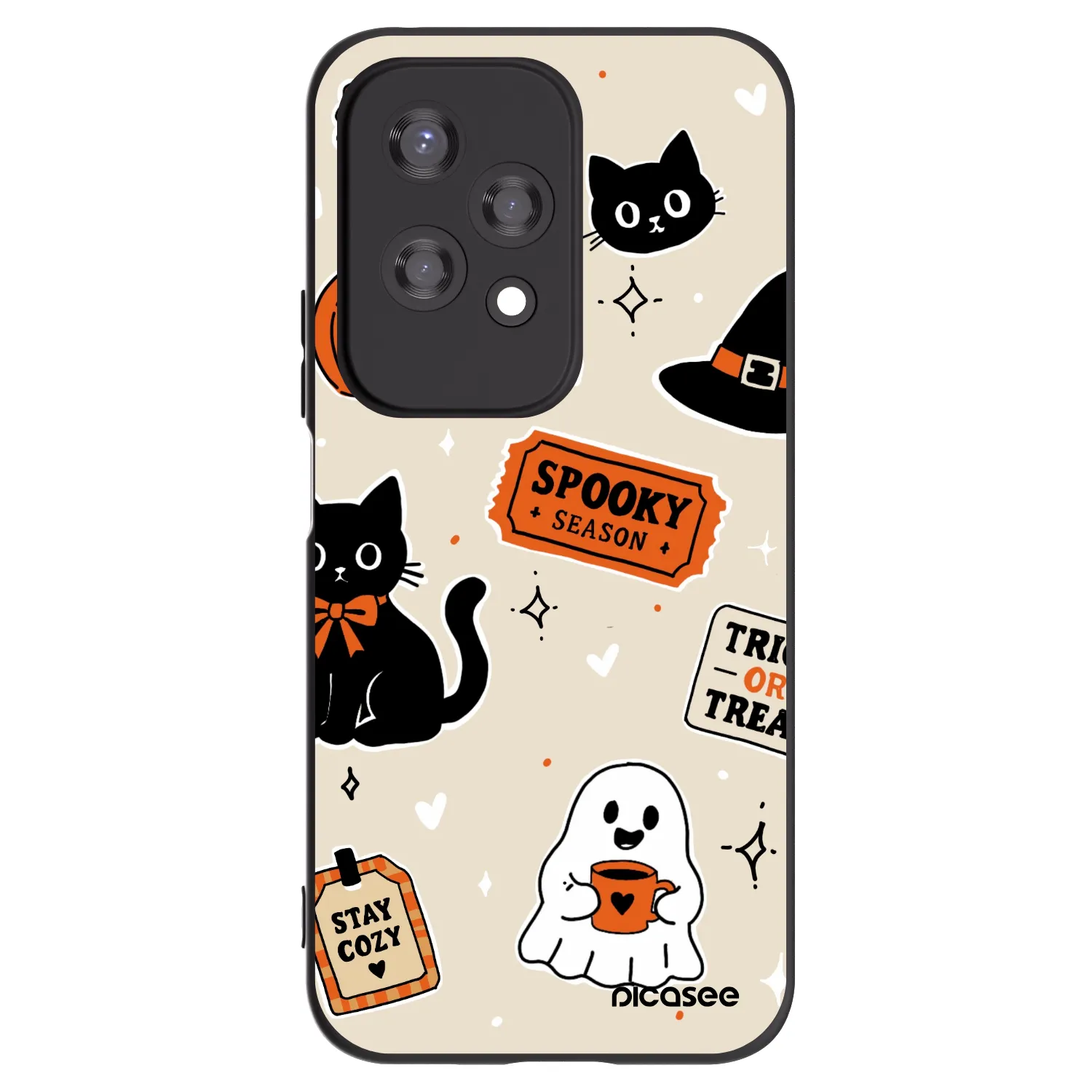Picasee silikónový čierny obal pre Honor 200 Lite - Halloween stickers