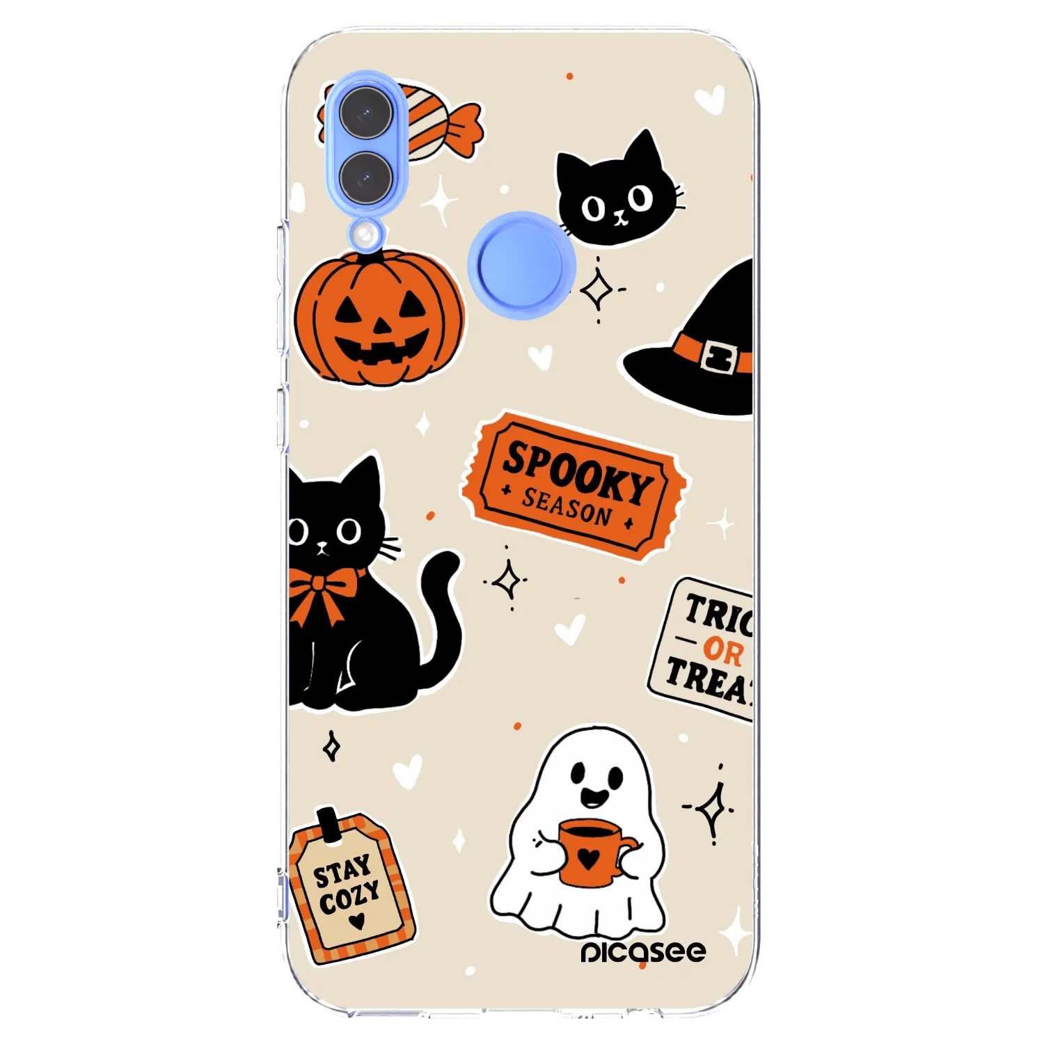 Picasee silikónový prehľadný obal pre Huawei P Smart 2019 - Halloween stickers