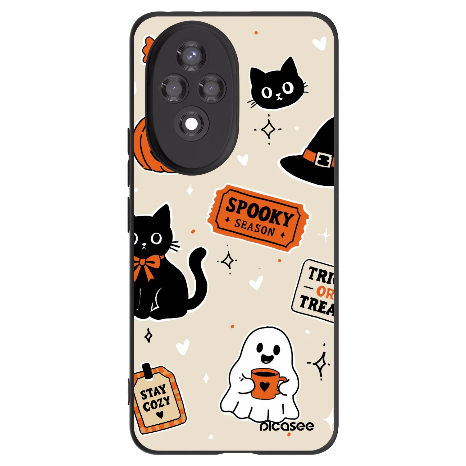 Picasee silikónový čierny obal pre Honor 200 5G - Halloween stickers