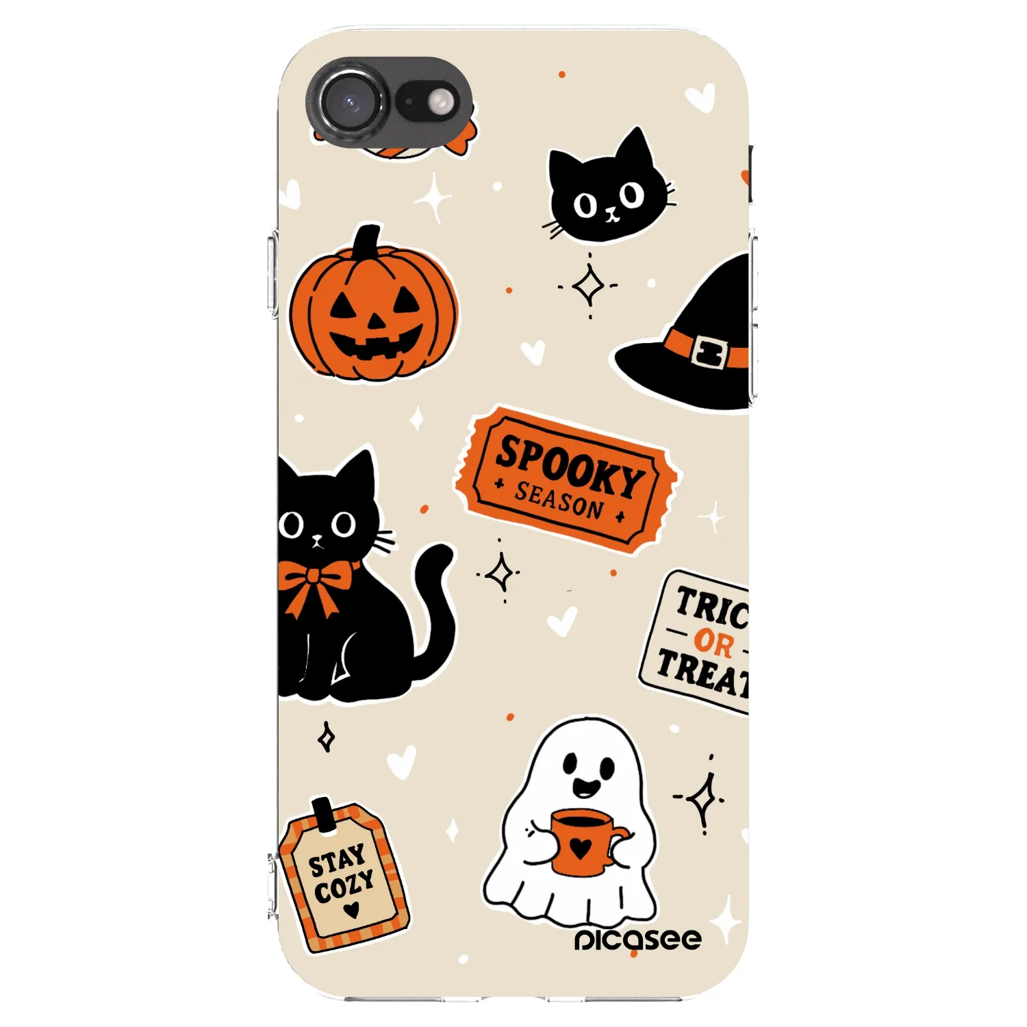 Picasee silikónový prehľadný obal pre Apple iPhone 7 - Halloween stickers