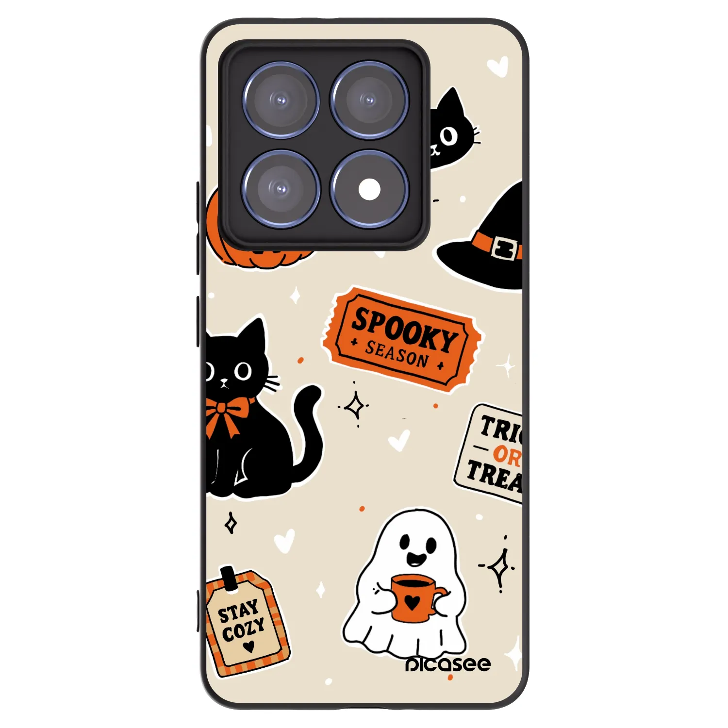 Picasee silikónový čierny obal pre Xiaomi 14T Pro - Halloween stickers