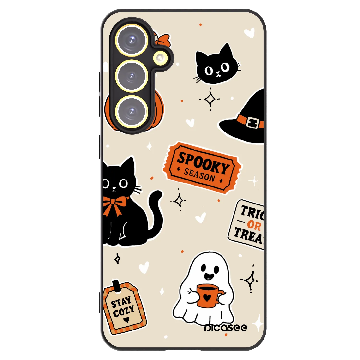 Picasee silikónový čierny obal pre Samsung Galaxy S24 FE S721B - Halloween stickers