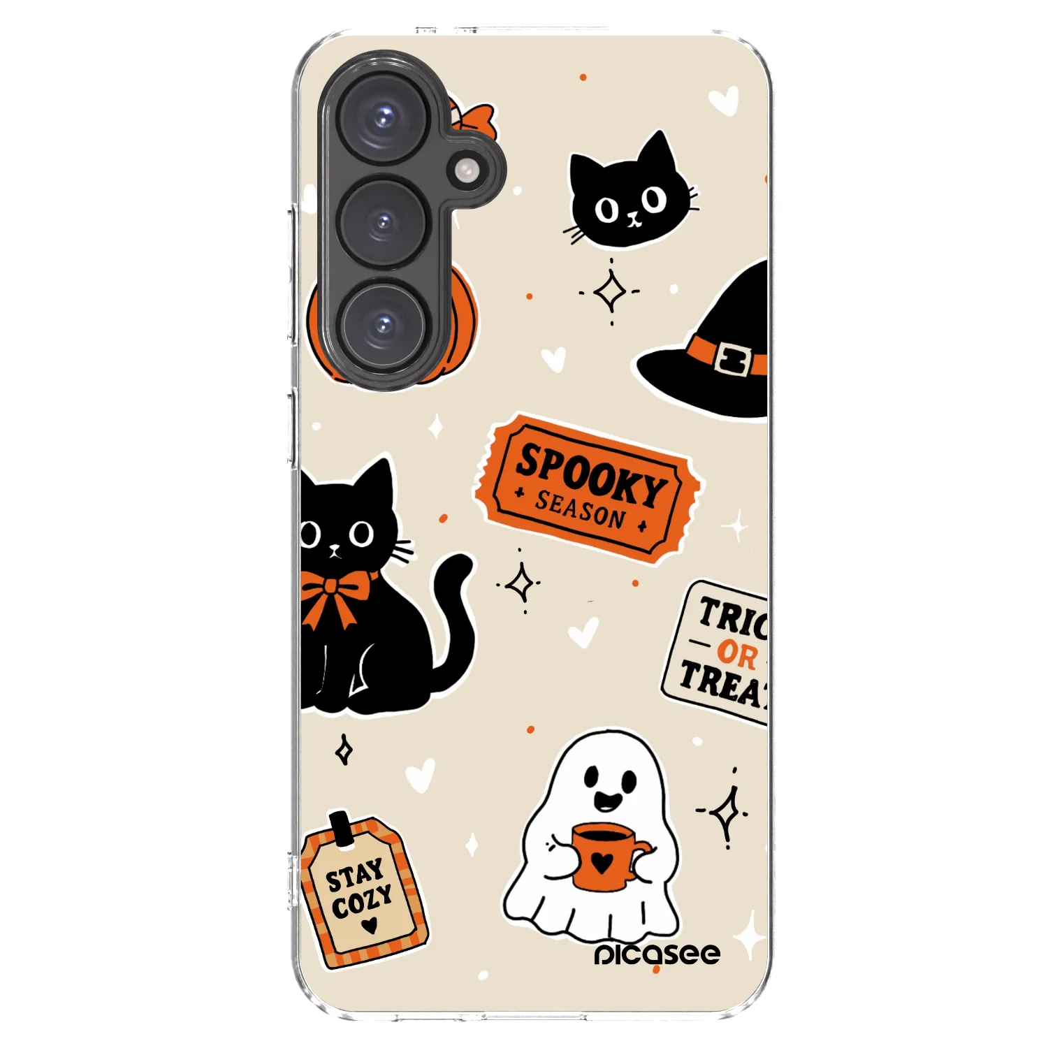 Picasee silikónový prehľadný obal pre Samsung Galaxy S24 FE S721B - Halloween stickers
