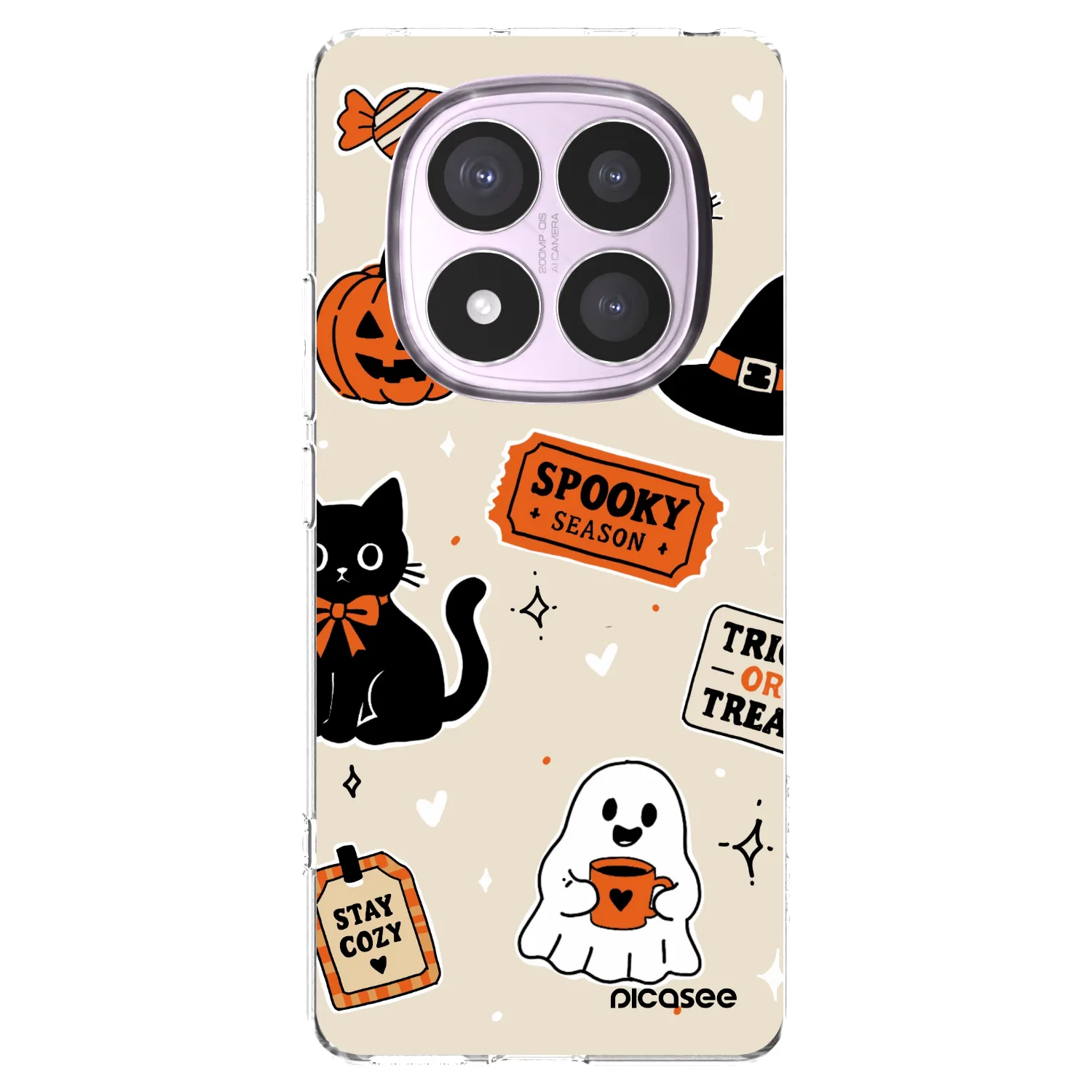 Picasee silikónový prehľadný obal pre Xiaomi Redmi Note 14 Pro 5G - Halloween stickers