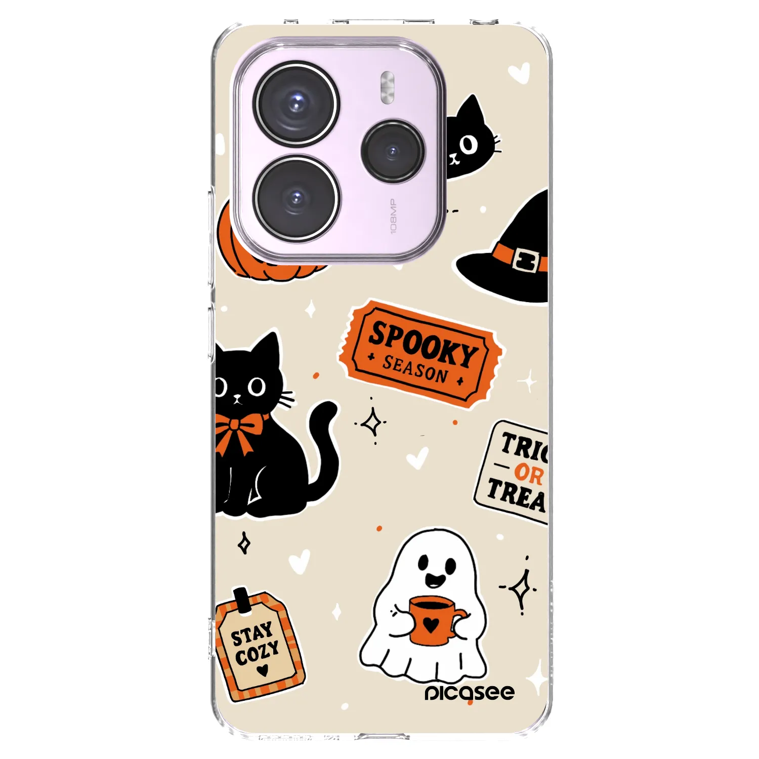Picasee silikónový prehľadný obal pre Xiaomi Redmi Note 14 5G - Halloween stickers