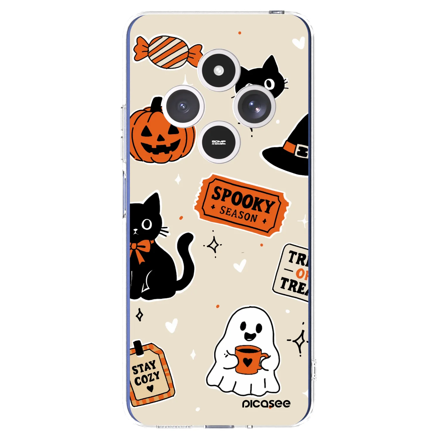 Picasee silikónový prehľadný obal pre Xiaomi Redmi 14C - Halloween stickers