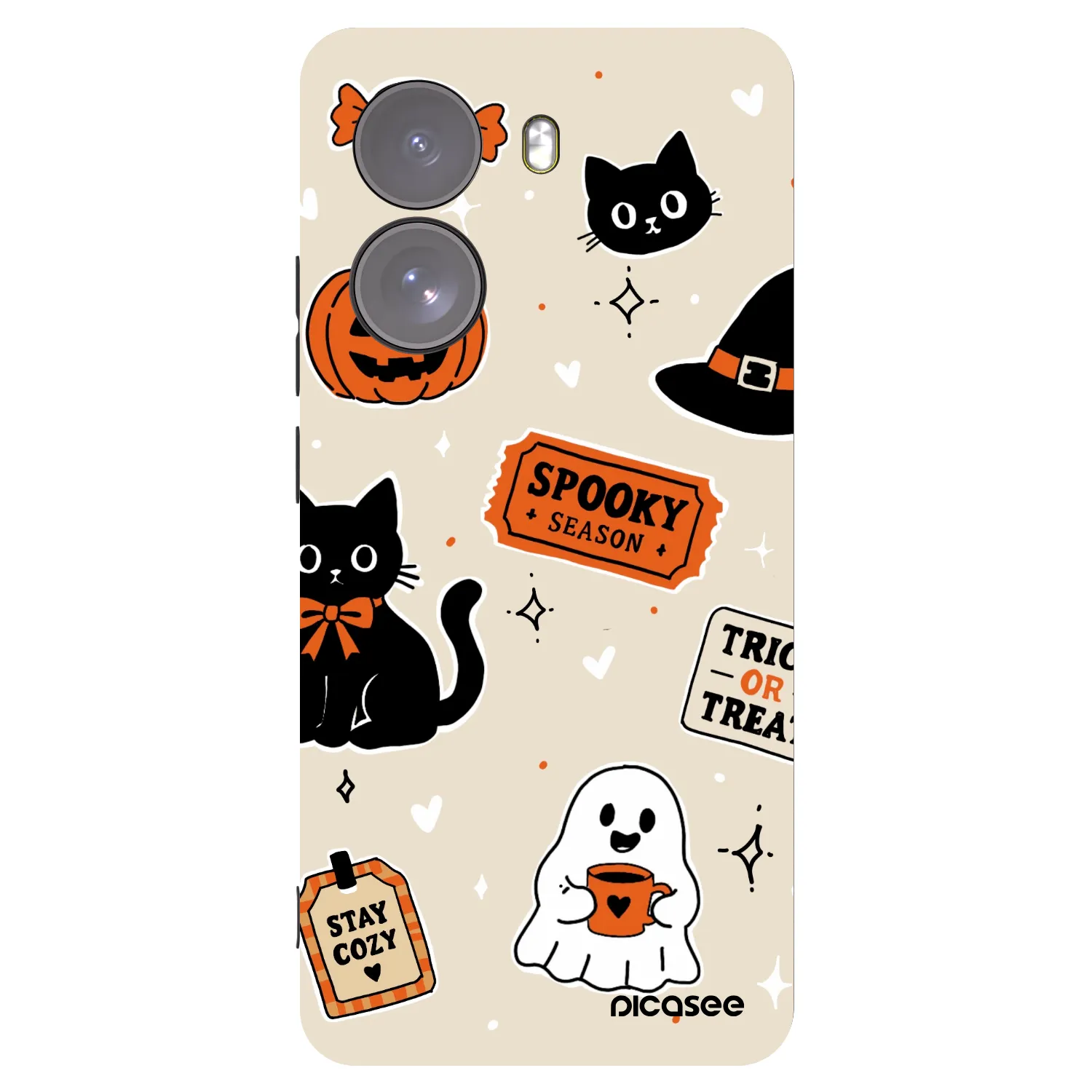Picasee silikónový čierny obal pre Xiaomi Poco X7 - Halloween stickers