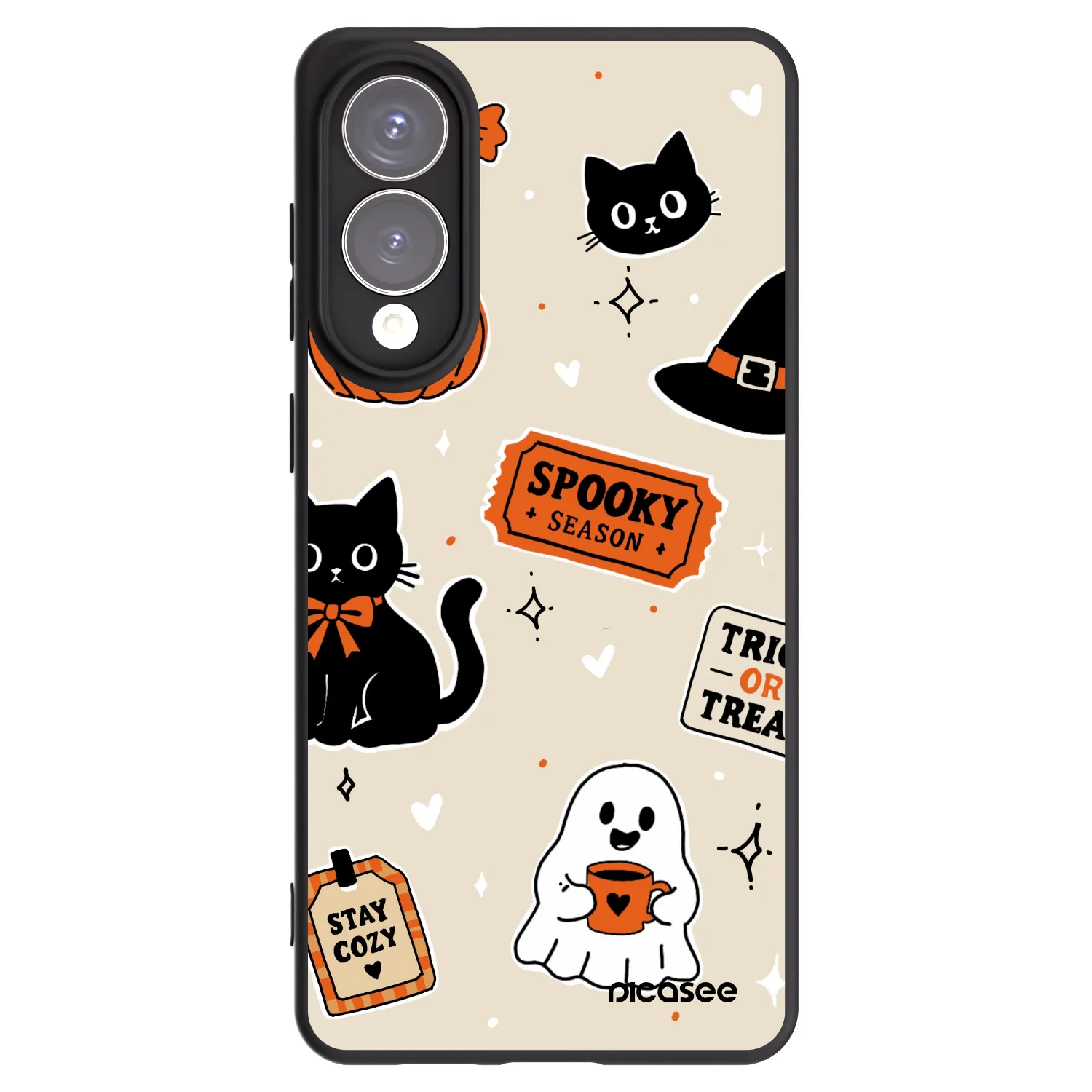 Picasee silikónový čierny obal pre Samsung Galaxy S25 Edge 5G - Halloween stickers