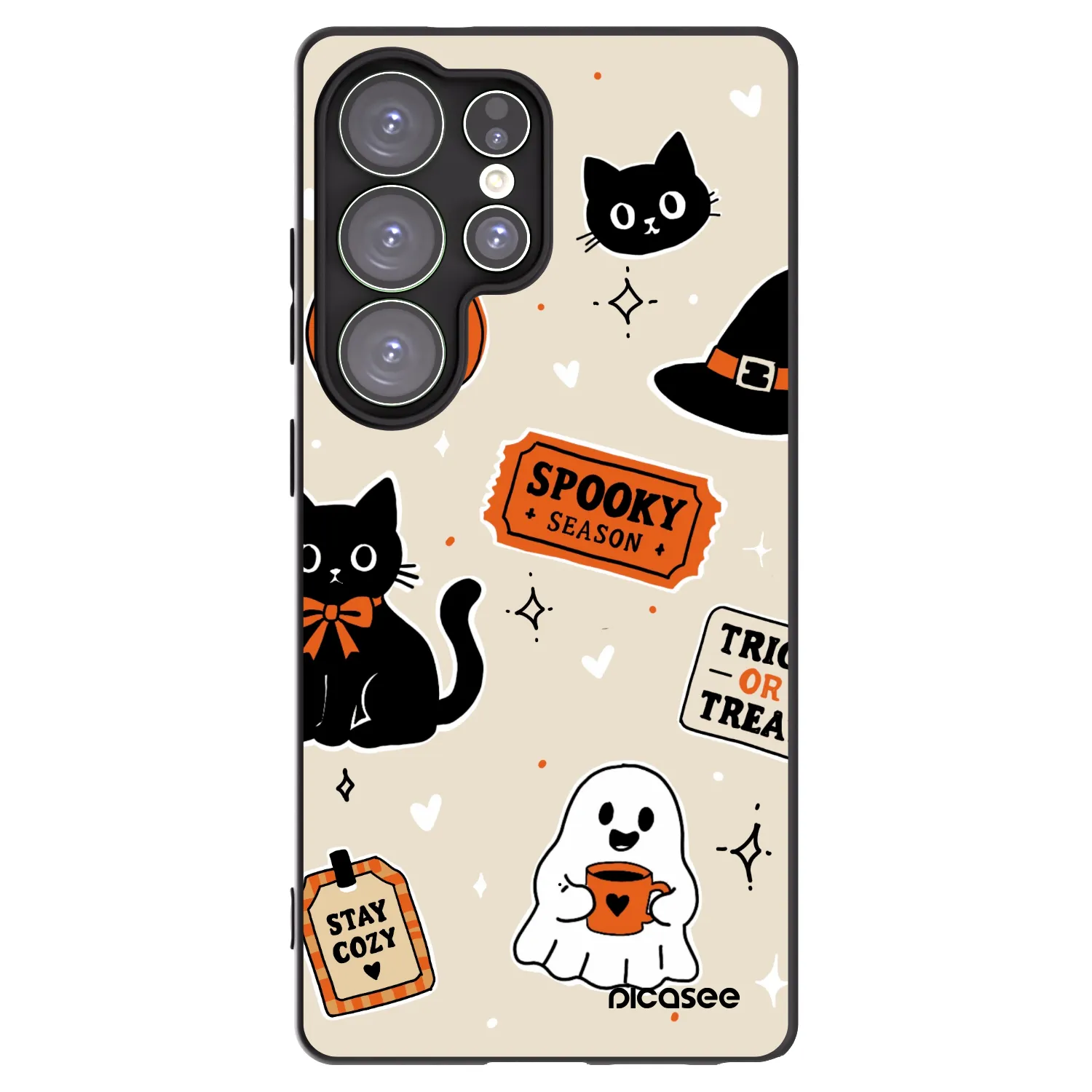 Picasee silikónový čierny obal pre Samsung Galaxy S25 Ultra 5G - Halloween stickers
