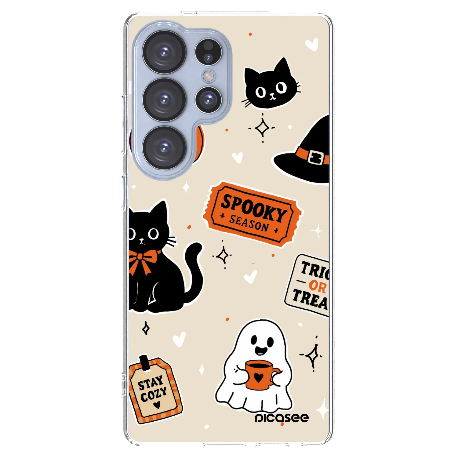 Picasee silikónový prehľadný obal pre Samsung Galaxy S25 Ultra 5G - Halloween stickers