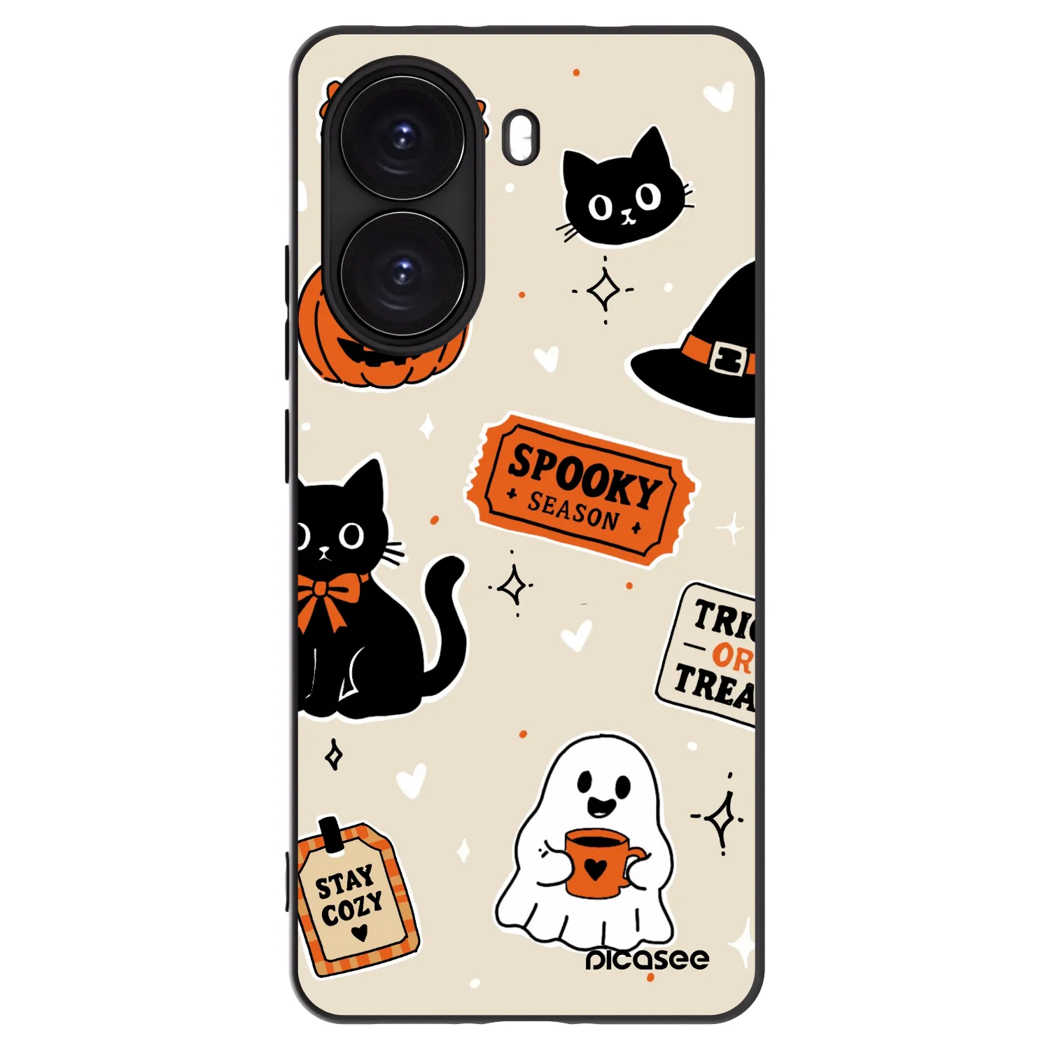 Picasee silikónový čierny obal pre Xiaomi Poco X7 Pro 5G - Halloween stickers