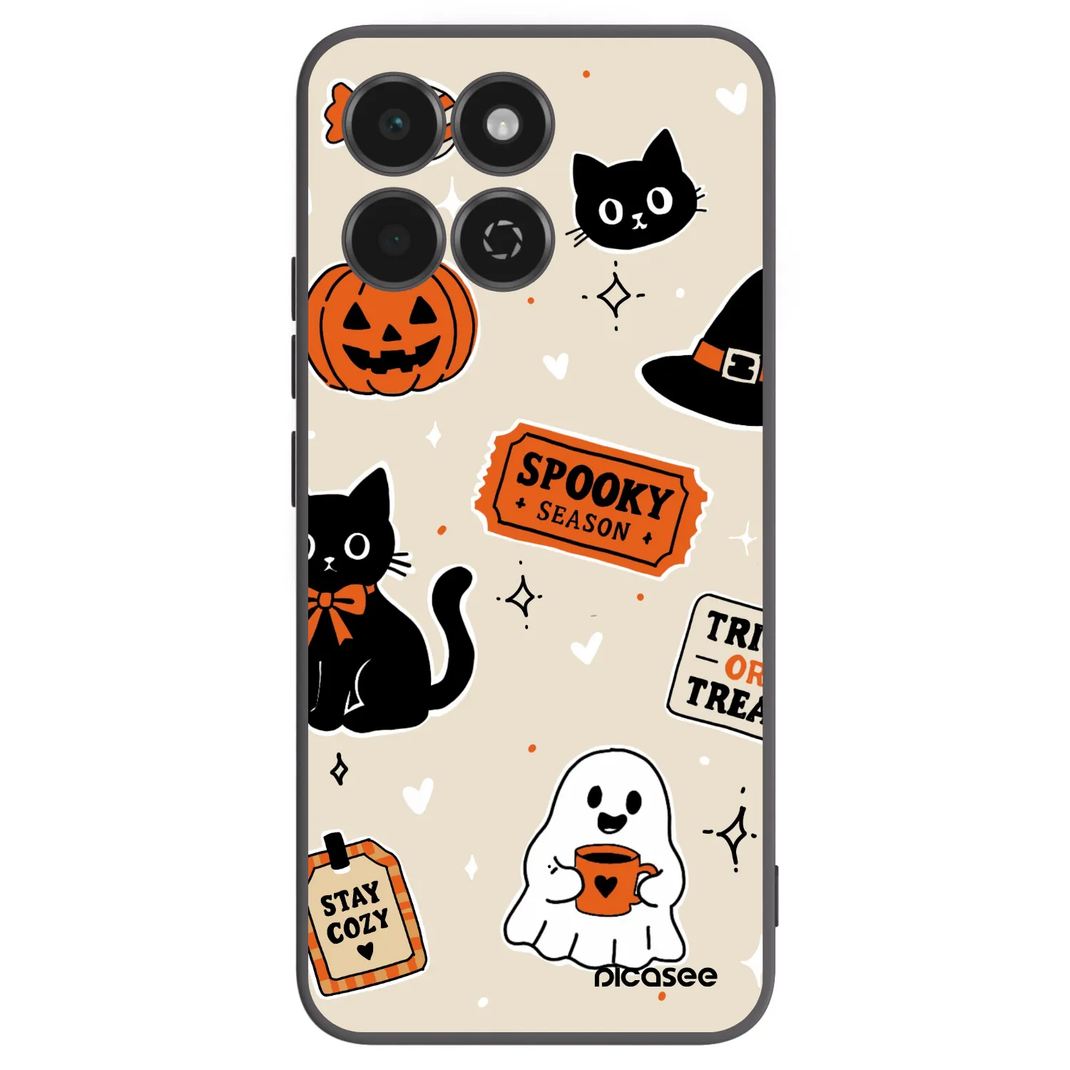 Picasee silikónový čierny obal pre Honor 200 Smart 5G - Halloween stickers