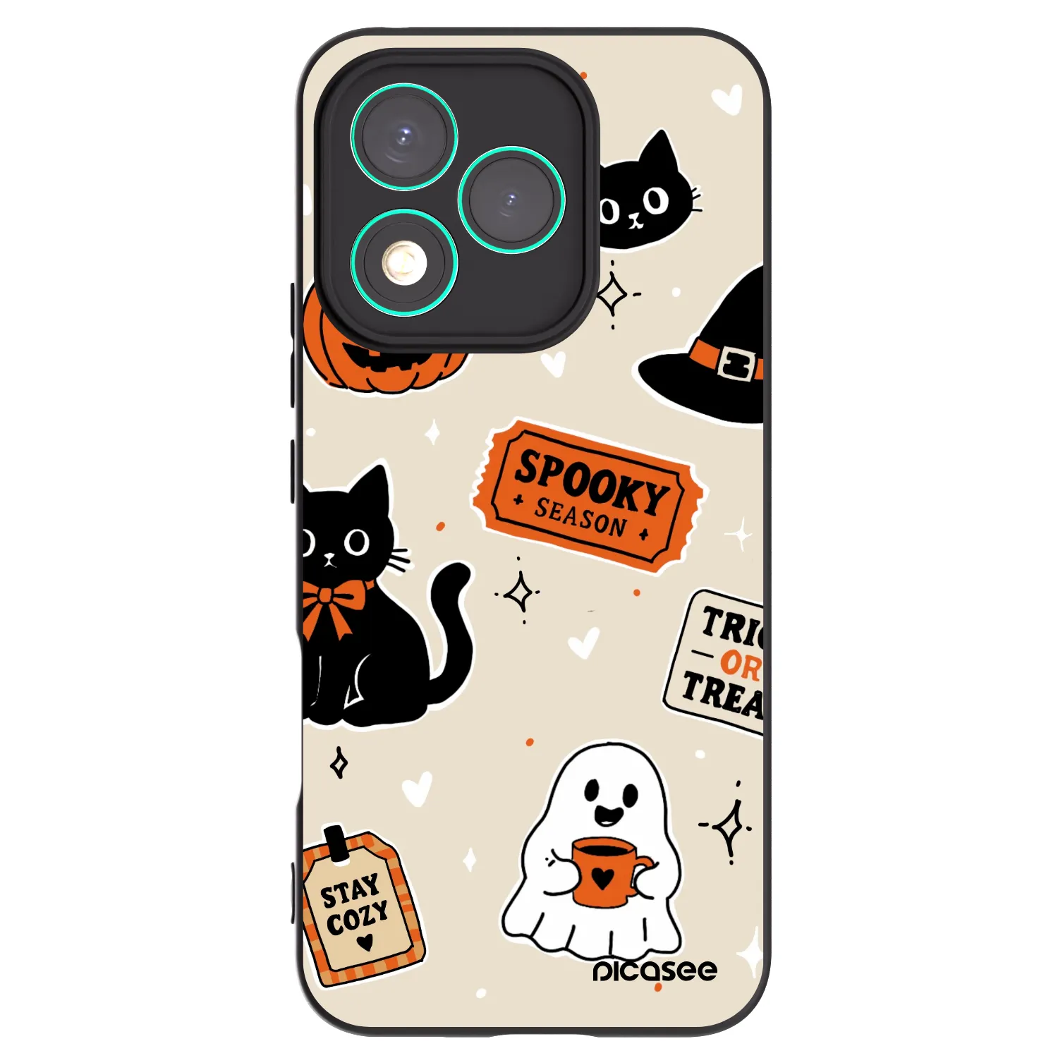 Picasee silikónový čierny obal pre Honor 400 Lite 5G - Halloween stickers