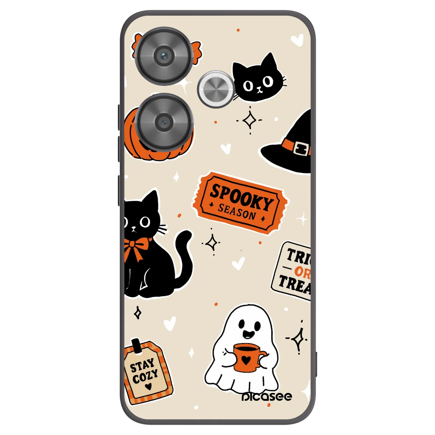 Picasee silikónový čierny obal pre Xiaomi Poco F6 - Halloween stickers