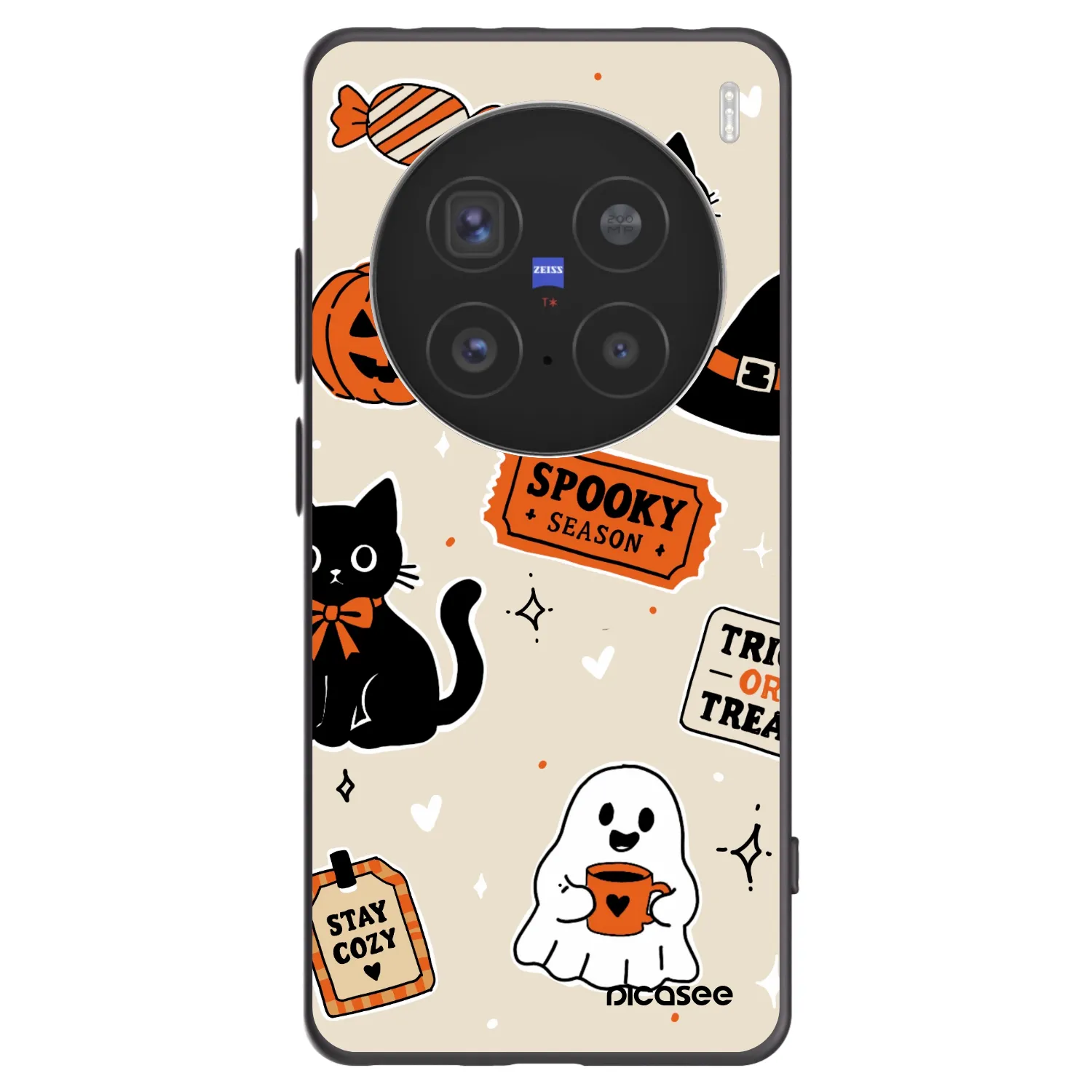Picasee silikónový čierny obal pre Vivo X200 Pro - Halloween stickers