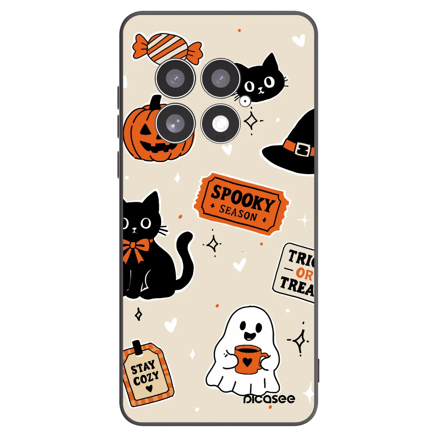 Picasee silikónový čierny obal pre OnePlus 13 5G - Halloween stickers