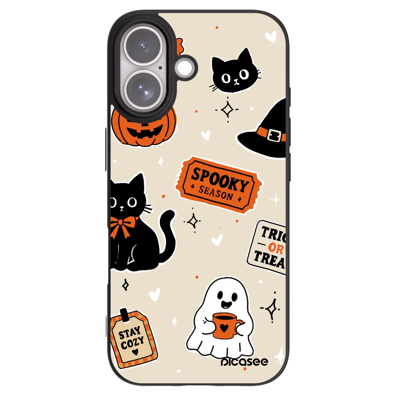 Picasee silikónový čierny obal pre Apple iPhone 17 - Halloween stickers