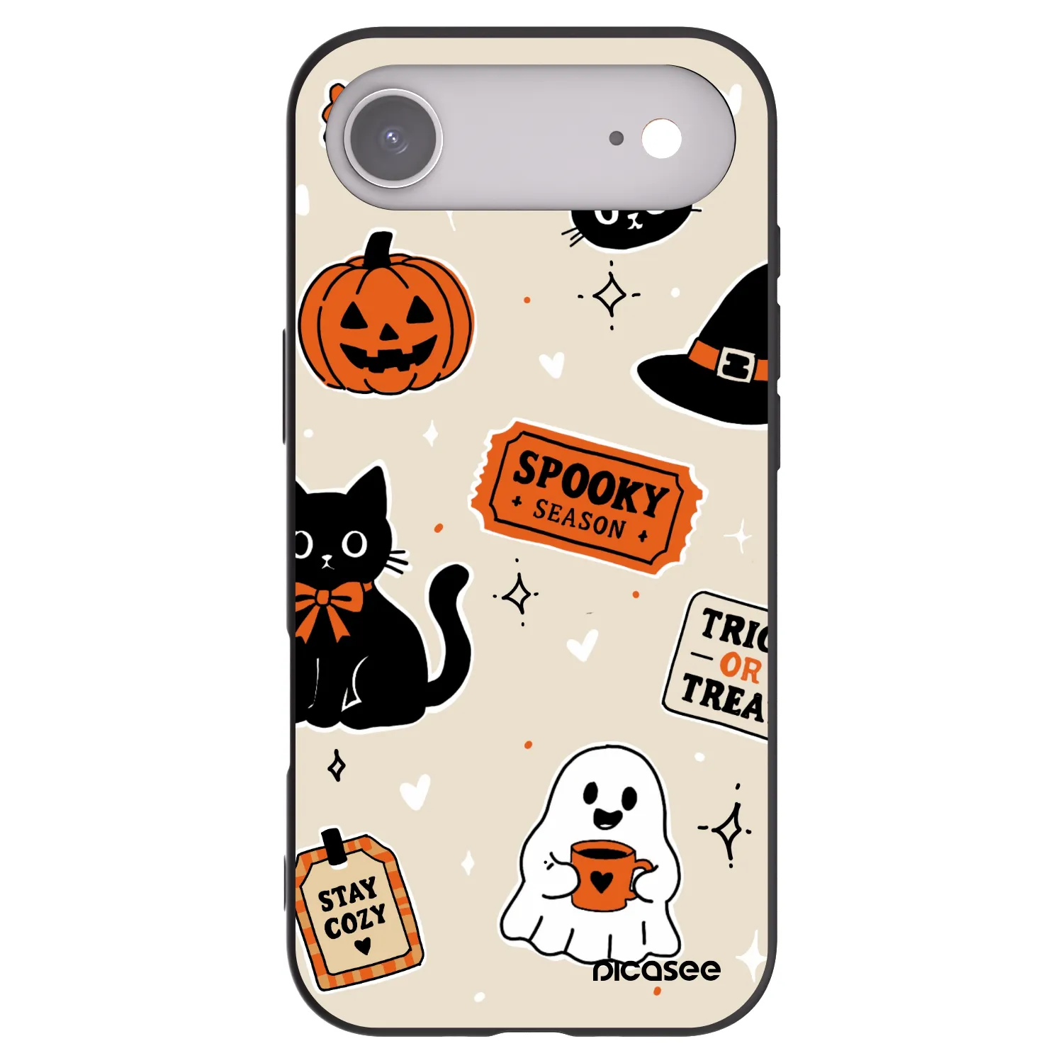 Picasee silikónový čierny obal pre Apple iPhone Air - Halloween stickers