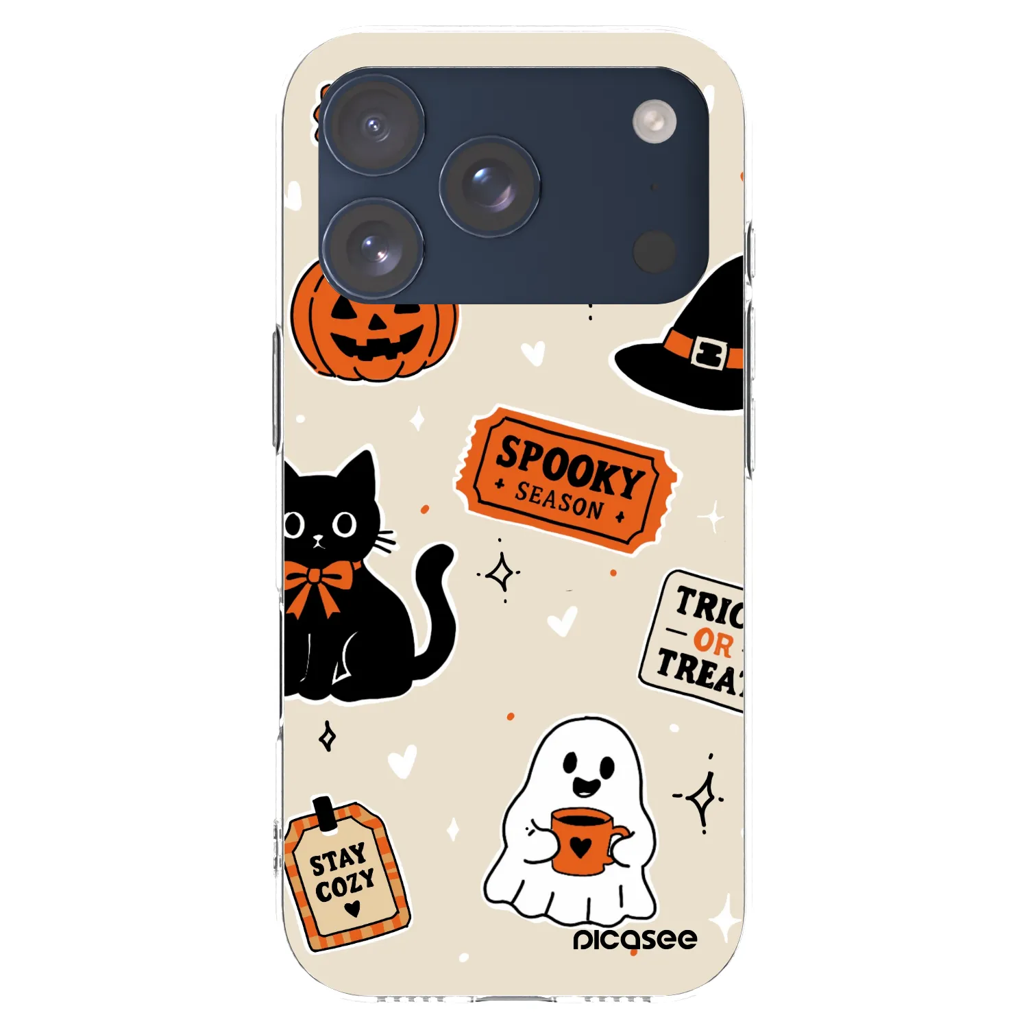 Picasee silikónový prehľadný obal pre Apple iPhone 17 Pro - Halloween stickers