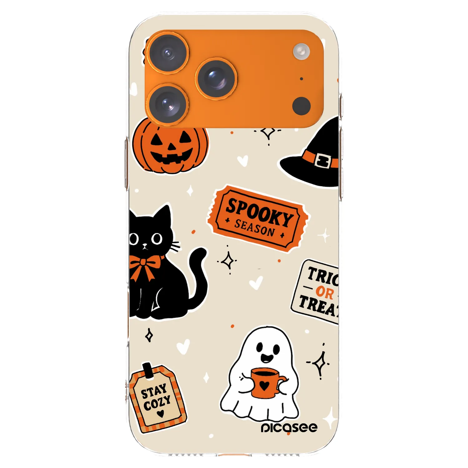 Picasee silikónový prehľadný obal pre Apple iPhone 17 Pro Max - Halloween stickers