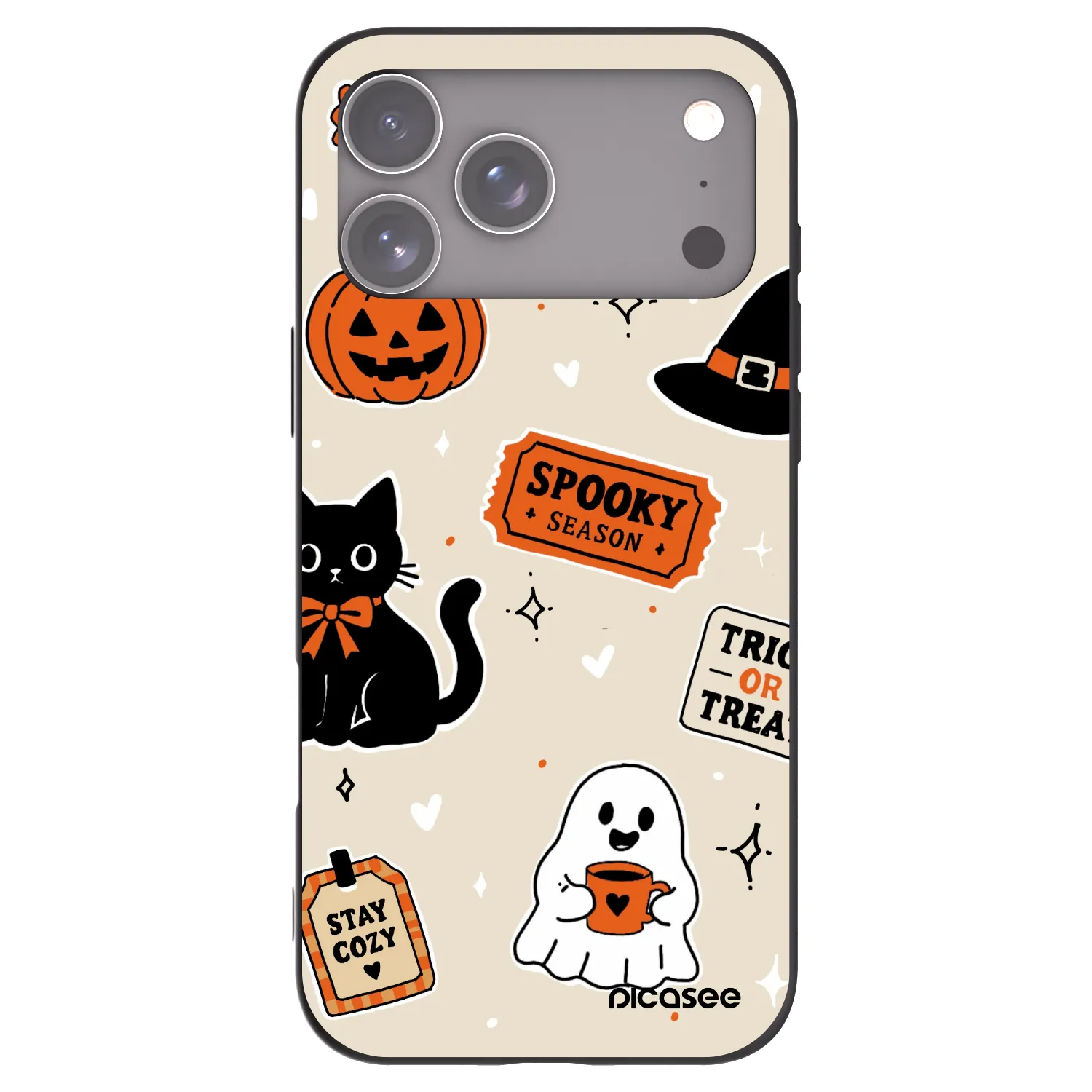 Picasee silikónový čierny obal pre Apple iPhone 17 Pro Max - Halloween stickers