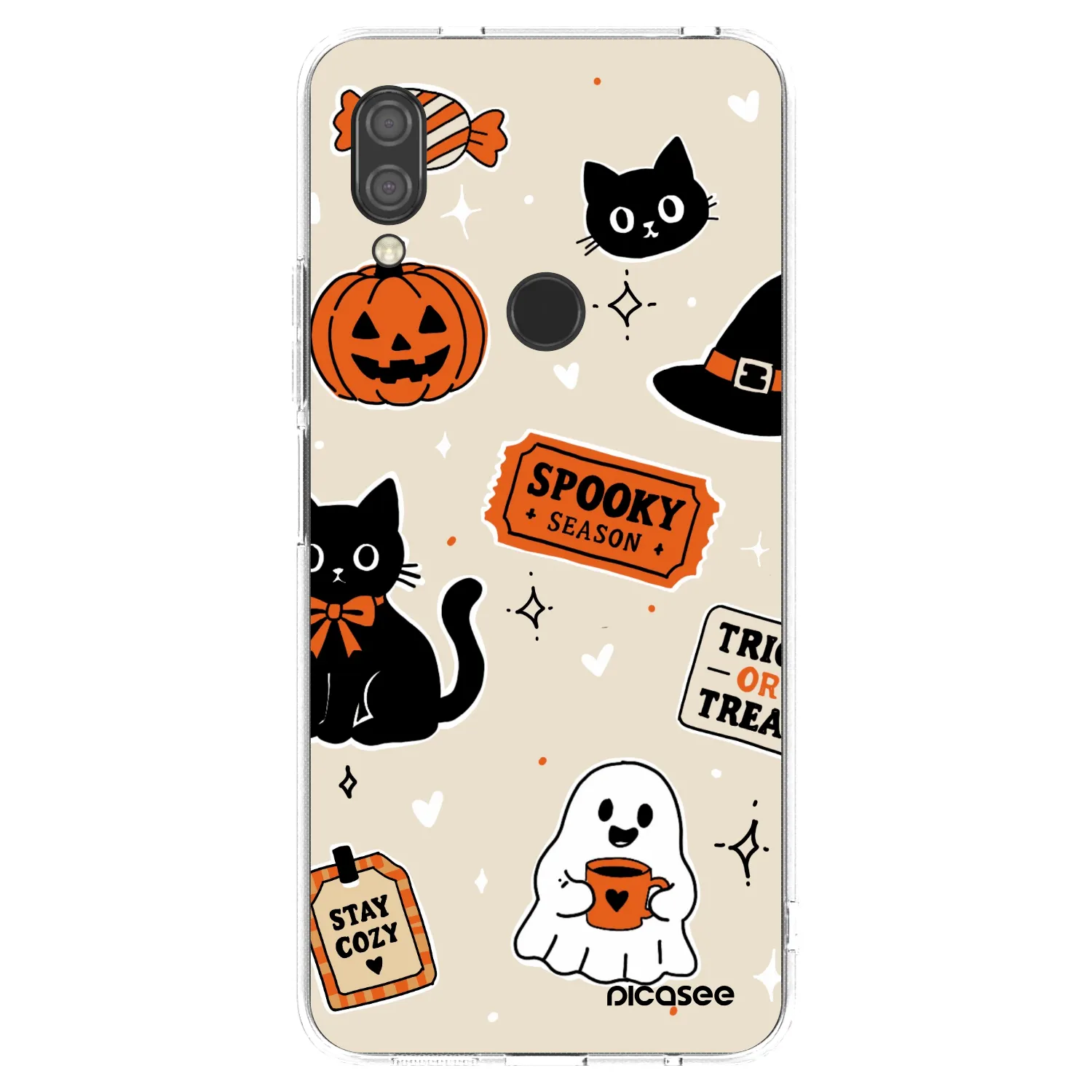 Picasee silikónový prehľadný obal pre Xiaomi Redmi 7 - Halloween stickers
