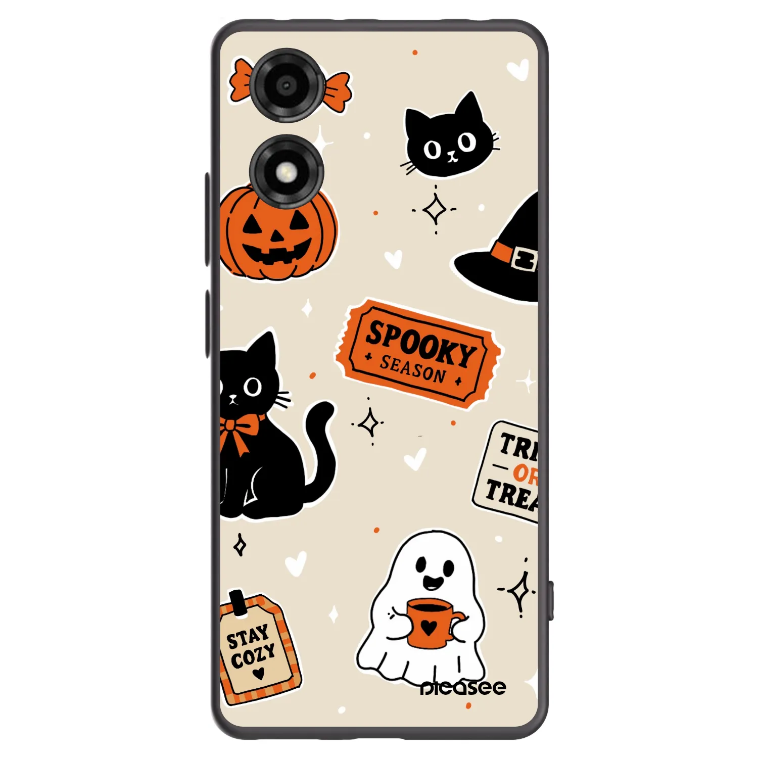 Picasee silikónový čierny obal pre Motorola Moto E14 - Halloween stickers