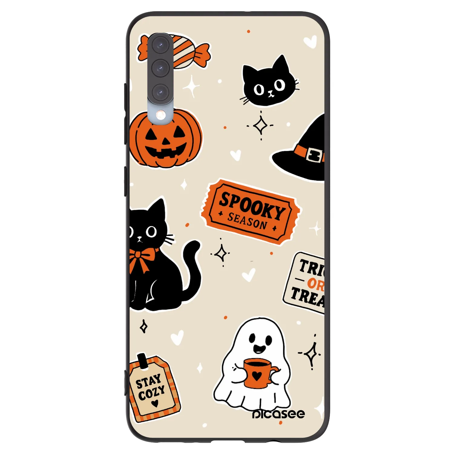 Picasee silikónový čierny obal pre Samsung Galaxy A70 A705F - Halloween stickers
