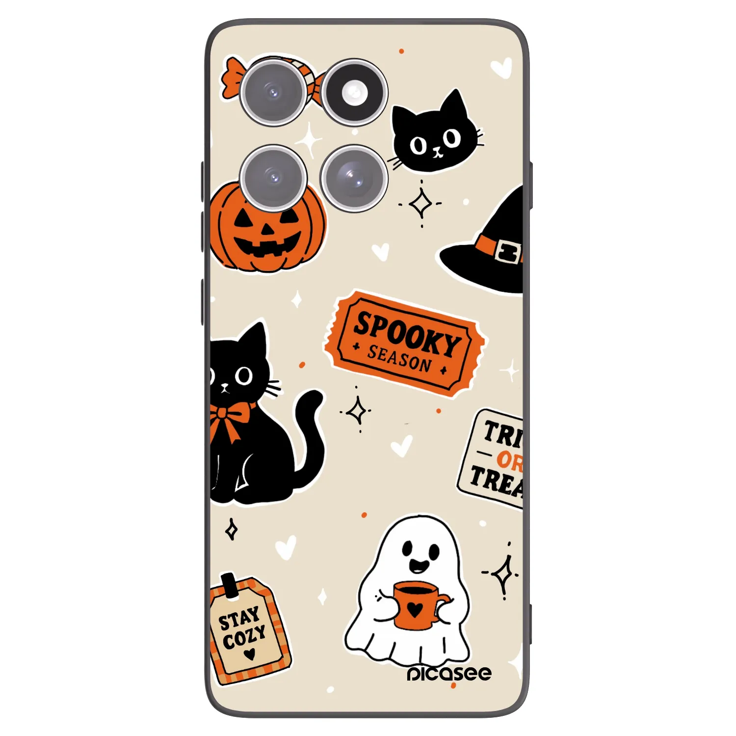 Picasee silikónový čierny obal pre Motorola Edge 60 Pro - Halloween stickers