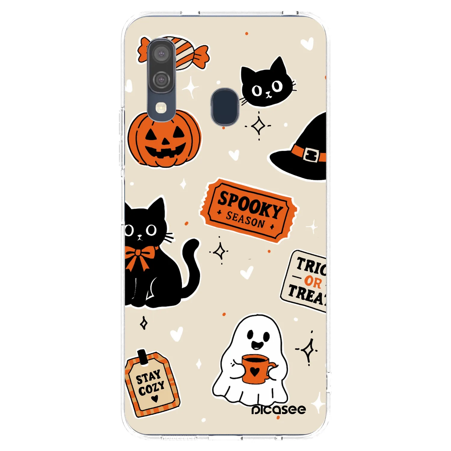 Picasee silikónový prehľadný obal pre Samsung Galaxy A40 A405F - Halloween stickers