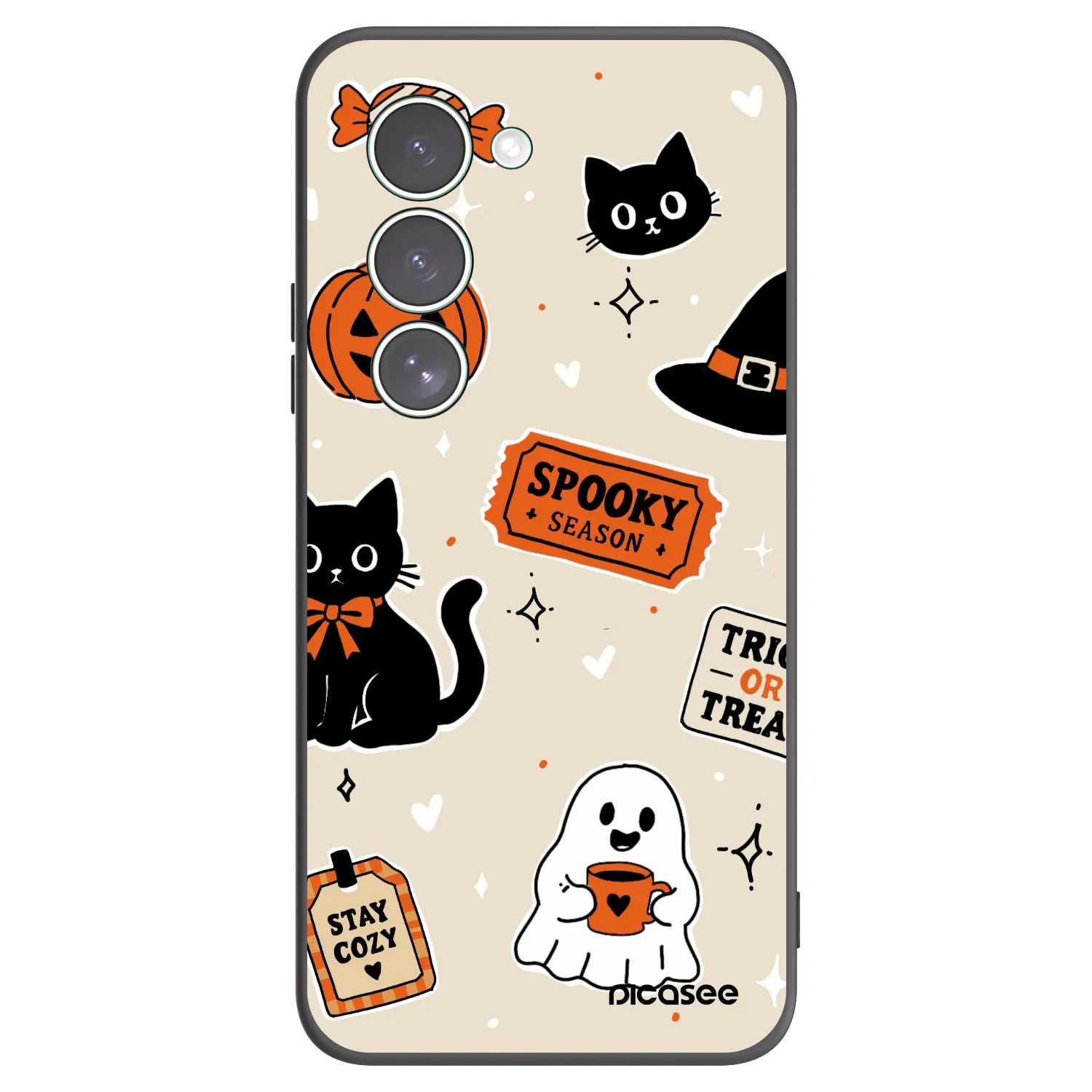 Picasee silikónový čierny obal pre Xiaomi Redmi 15 5G - Halloween stickers