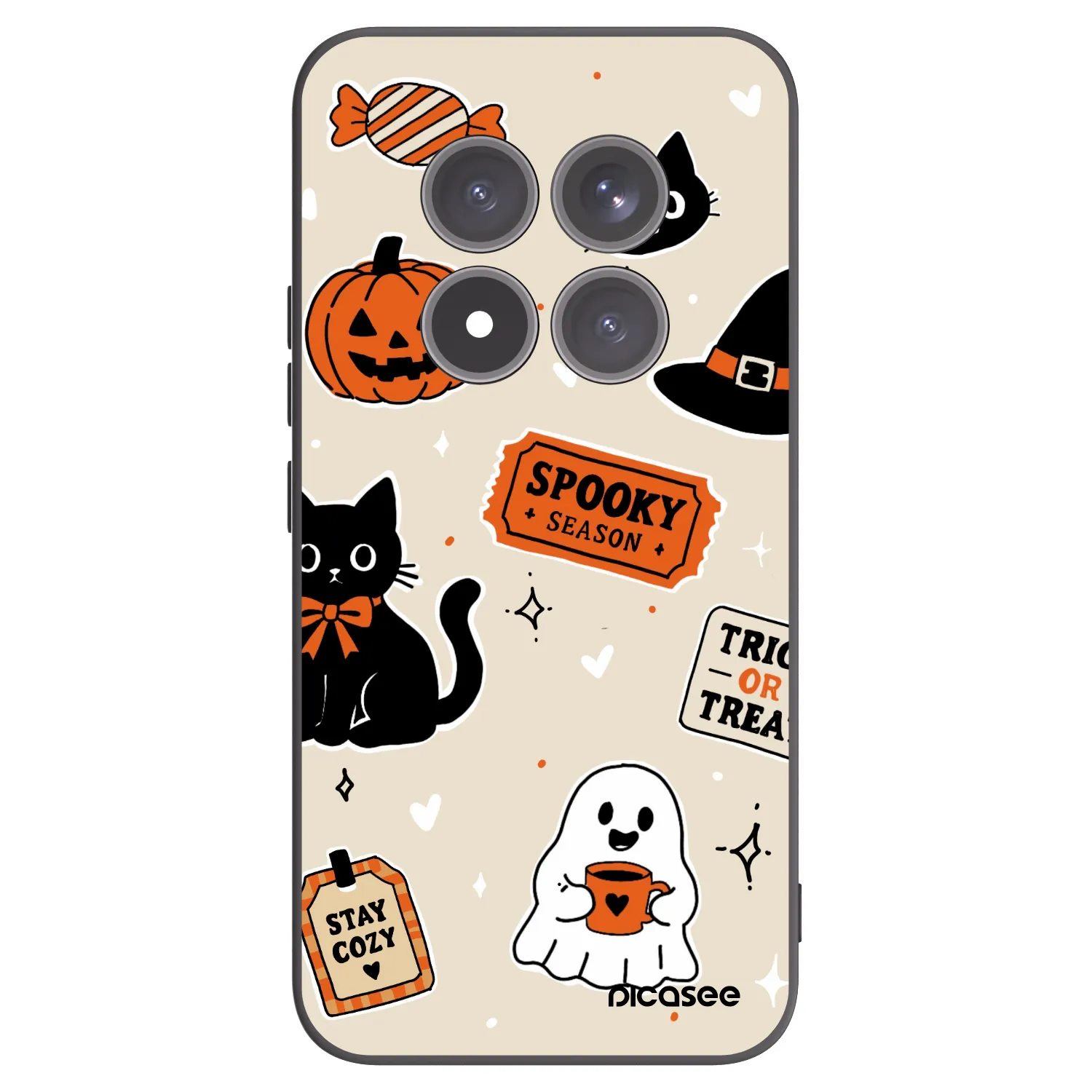 Picasee silikónový čierny obal pre Xiaomi Redmi Note 15 Pro+ - Halloween stickers