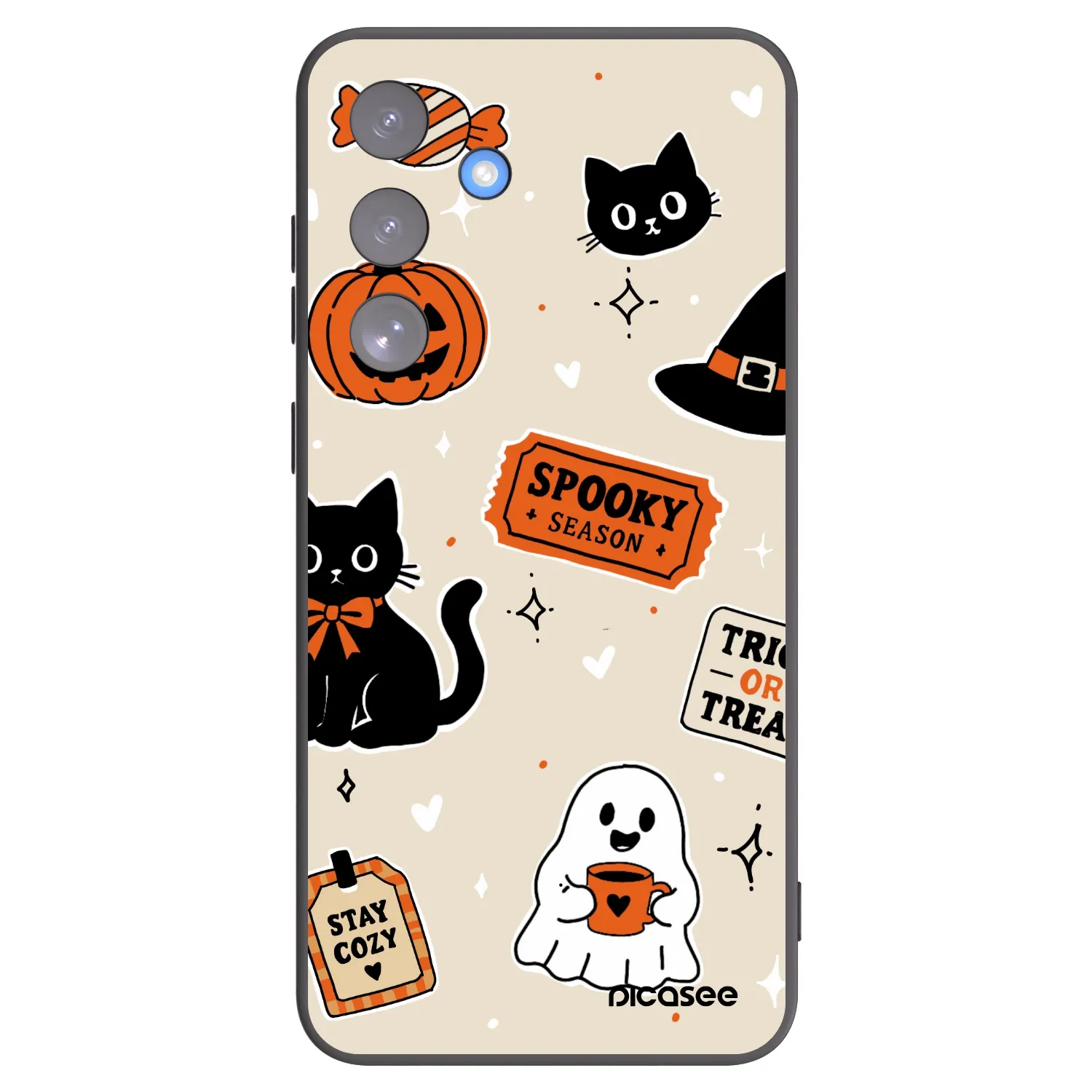 Picasee silikónový čierny obal pre Samsung Galaxy S25 FE 5G - Halloween stickers