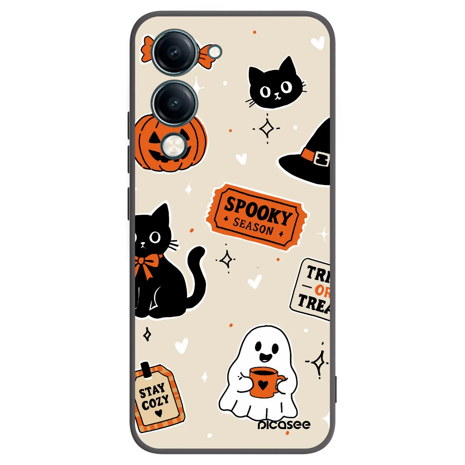 Picasee silikónový čierny obal pre Vivo Y29s 5G - Halloween stickers