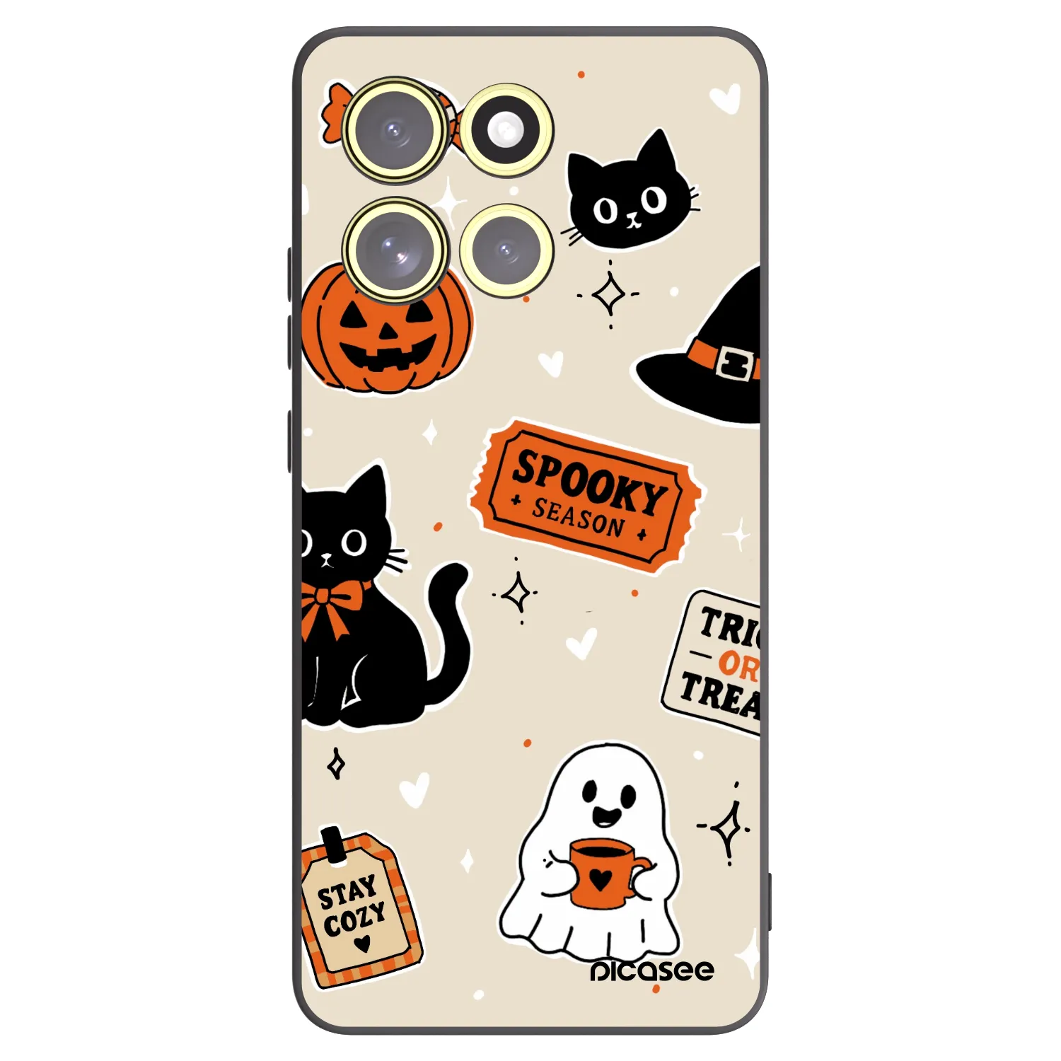Picasee silikónový čierny obal pre Motorola Moto G86 Power 5G - Halloween stickers