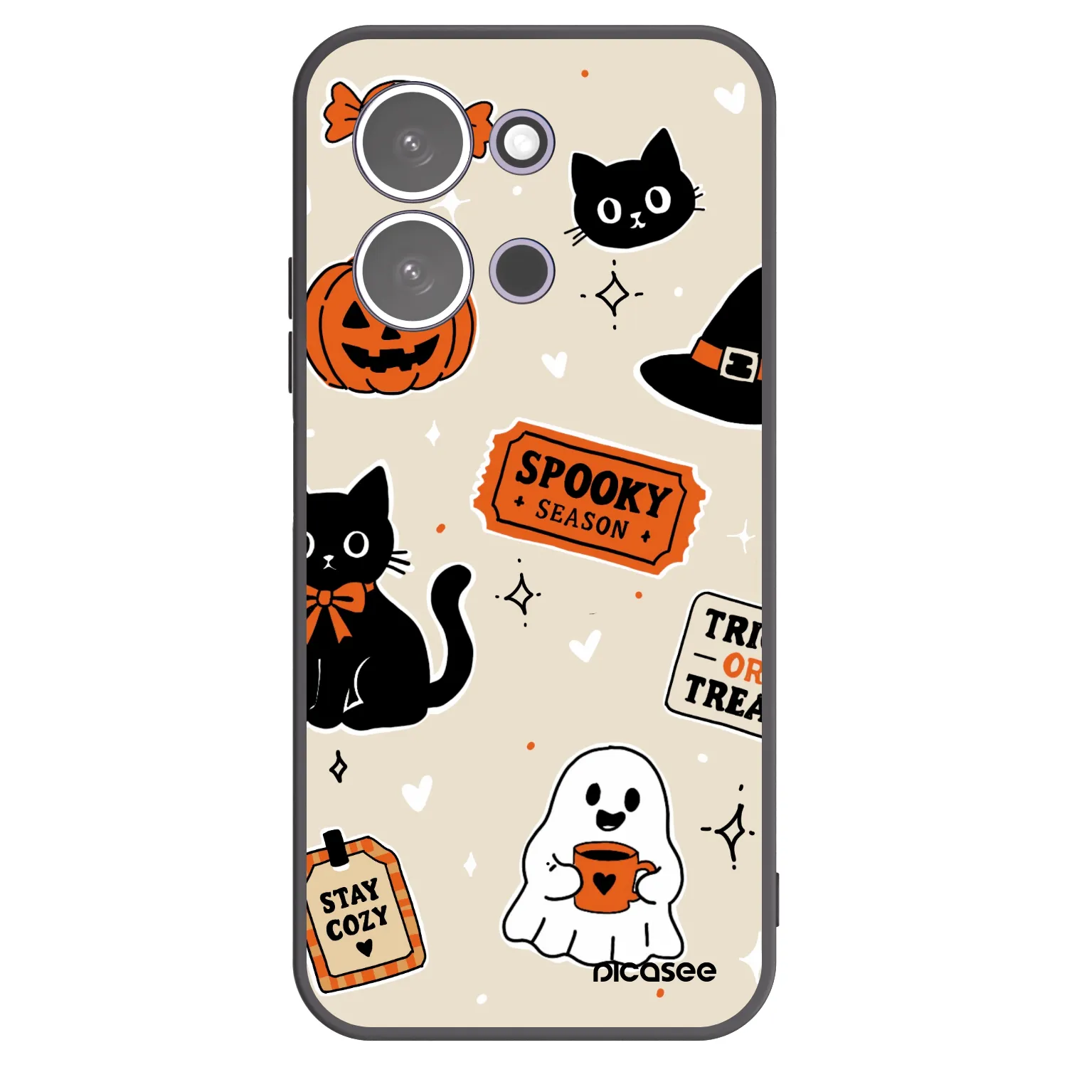 Picasee silikónový čierny obal pre Xiaomi Redmi 15C 5G - Halloween stickers