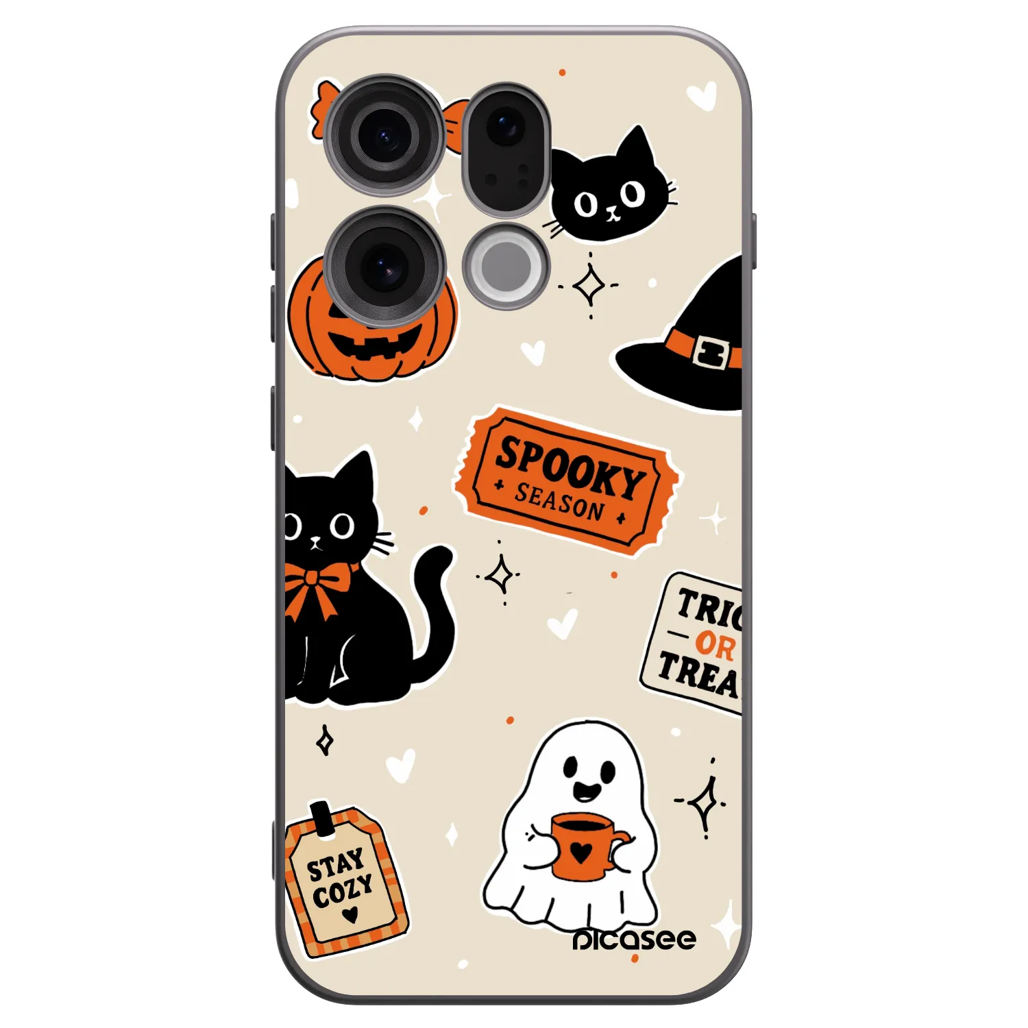 Picasee silikónový čierny obal pre OPPO Find X9 - Halloween stickers