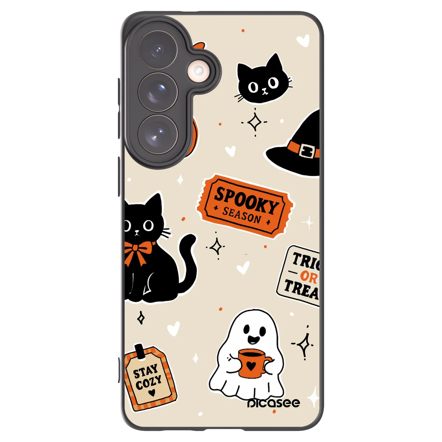 Picasee silikónový čierny obal pre Samsung Galaxy S26+ - Halloween stickers